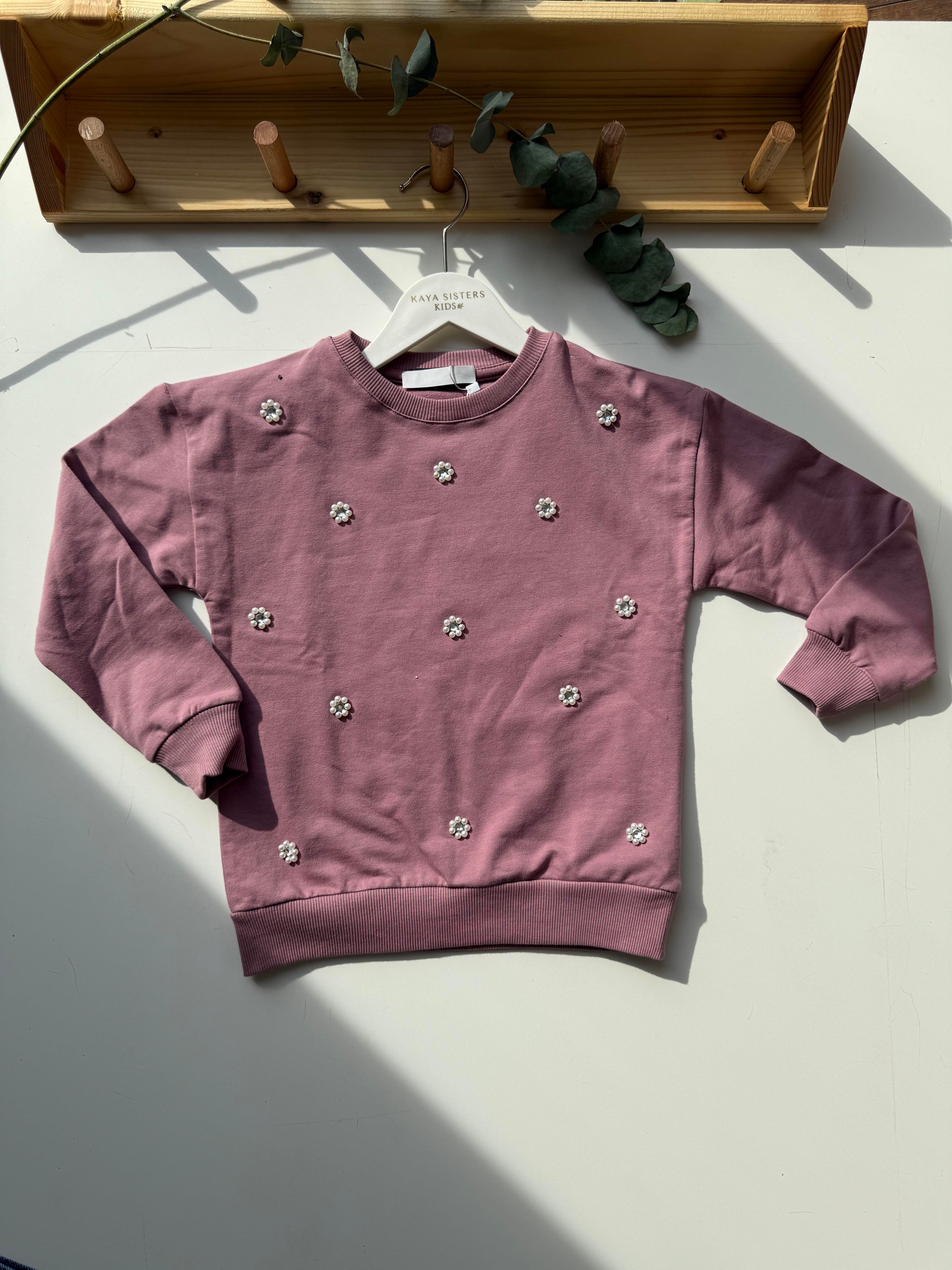 9130 Kids İncili Sweatshirt 5-6/13-14 Yaş