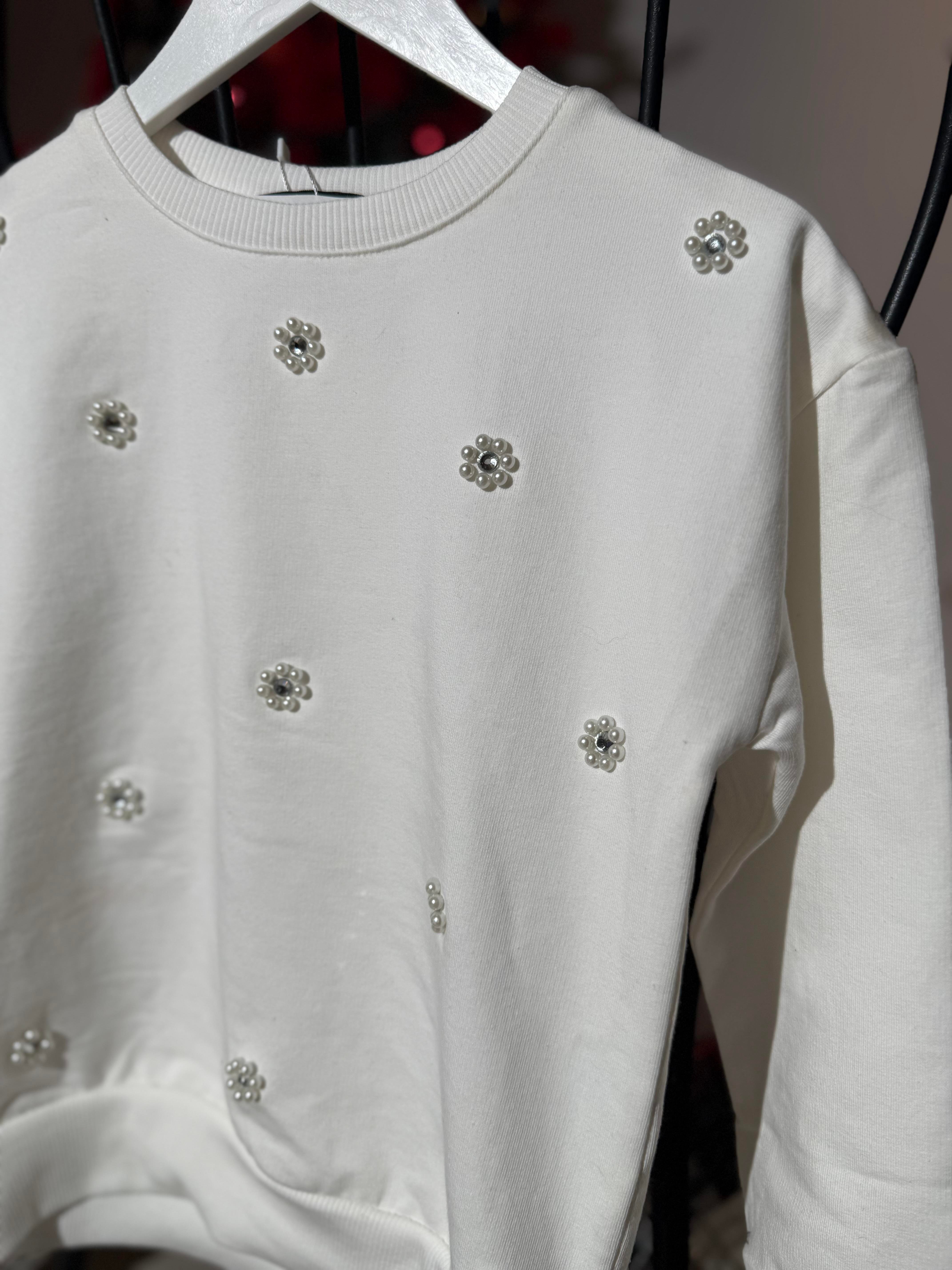 9130 Kids İncili Sweatshirt 5-6/13-14 Yaş