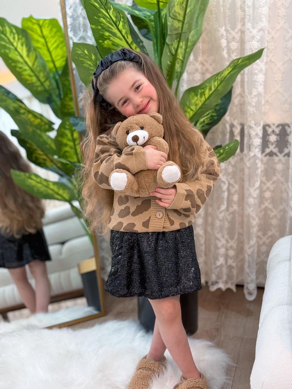 9139 Kids Leopar Hırkalı Payet Etekli Takım 2-3/7-8 Yaş