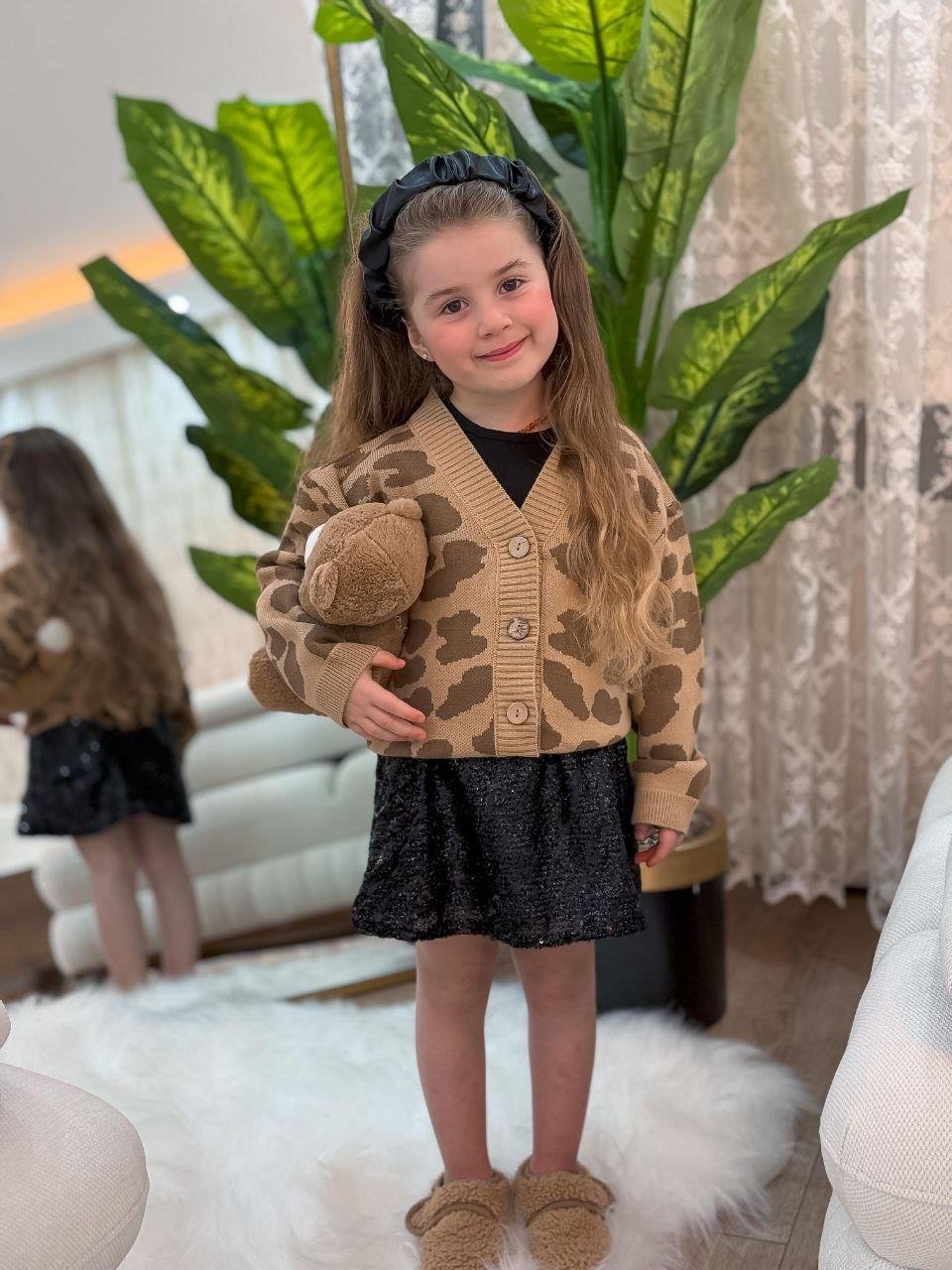 9139 Kids Leopar Hırkalı Payet Etekli Takım 2-3/7-8 Yaş