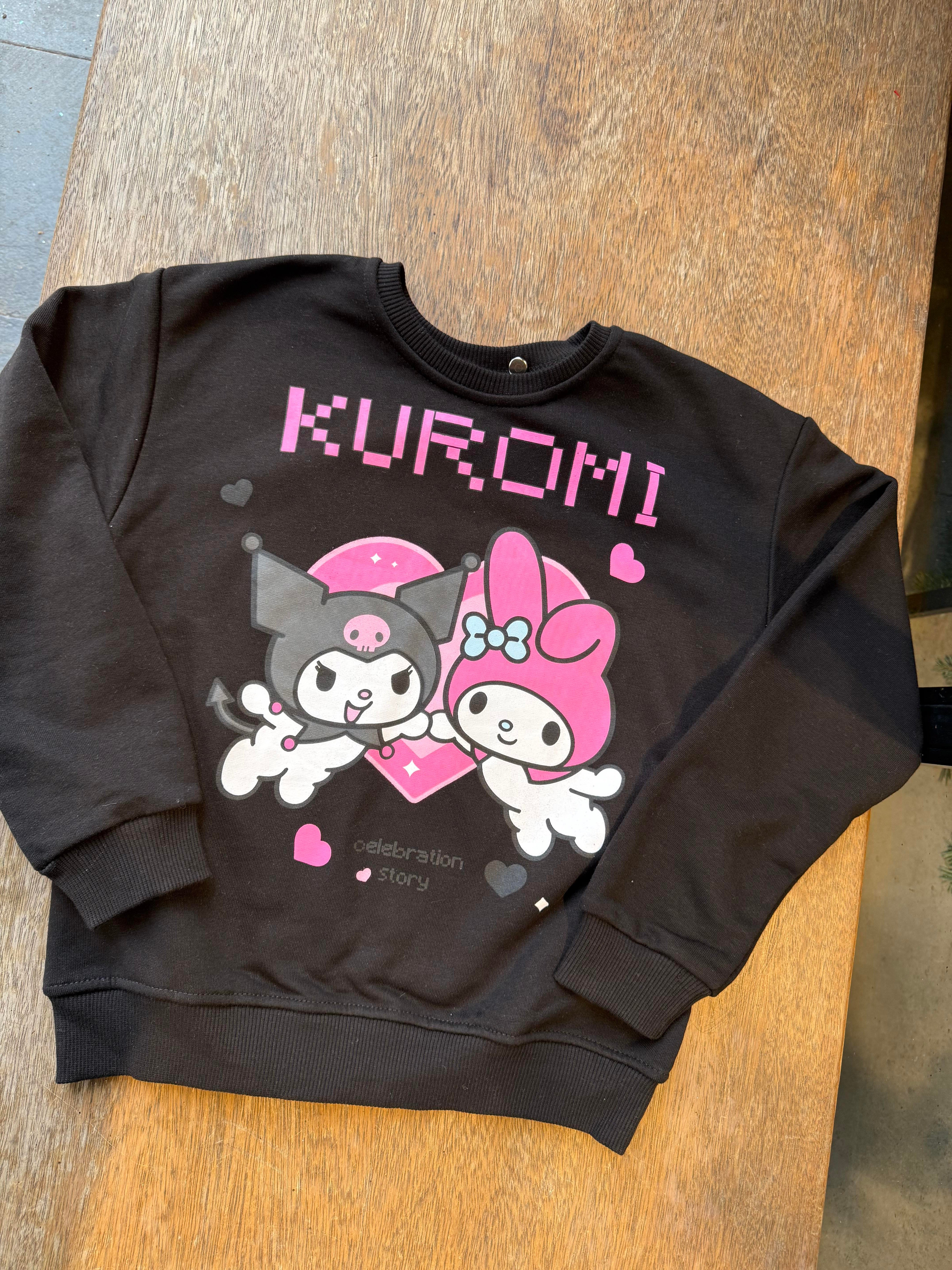 9140 Kids Kuromi Sweatshirt 5-6/13-14 Yaş