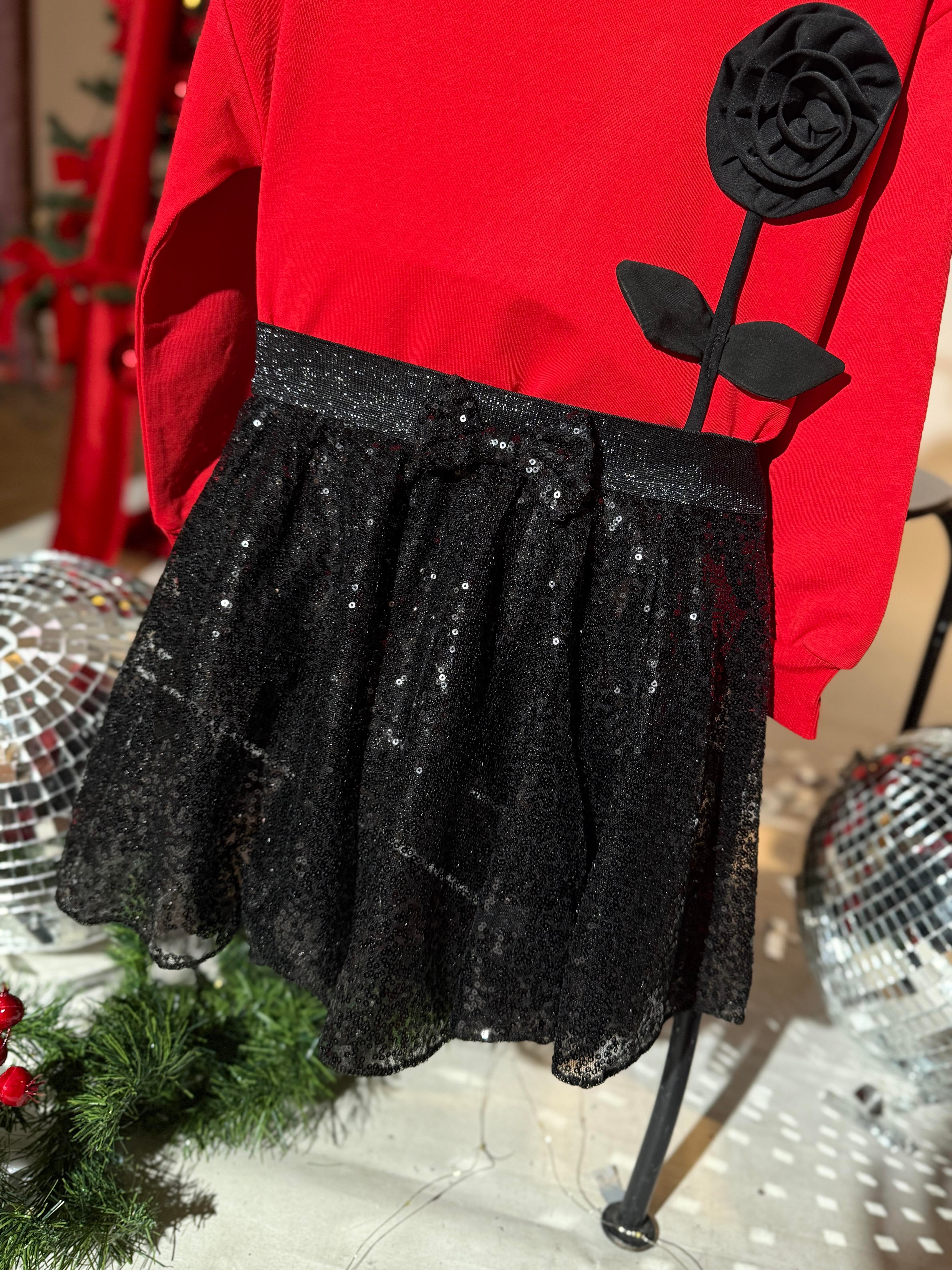 9150 Kids Payetli Siyah Etek