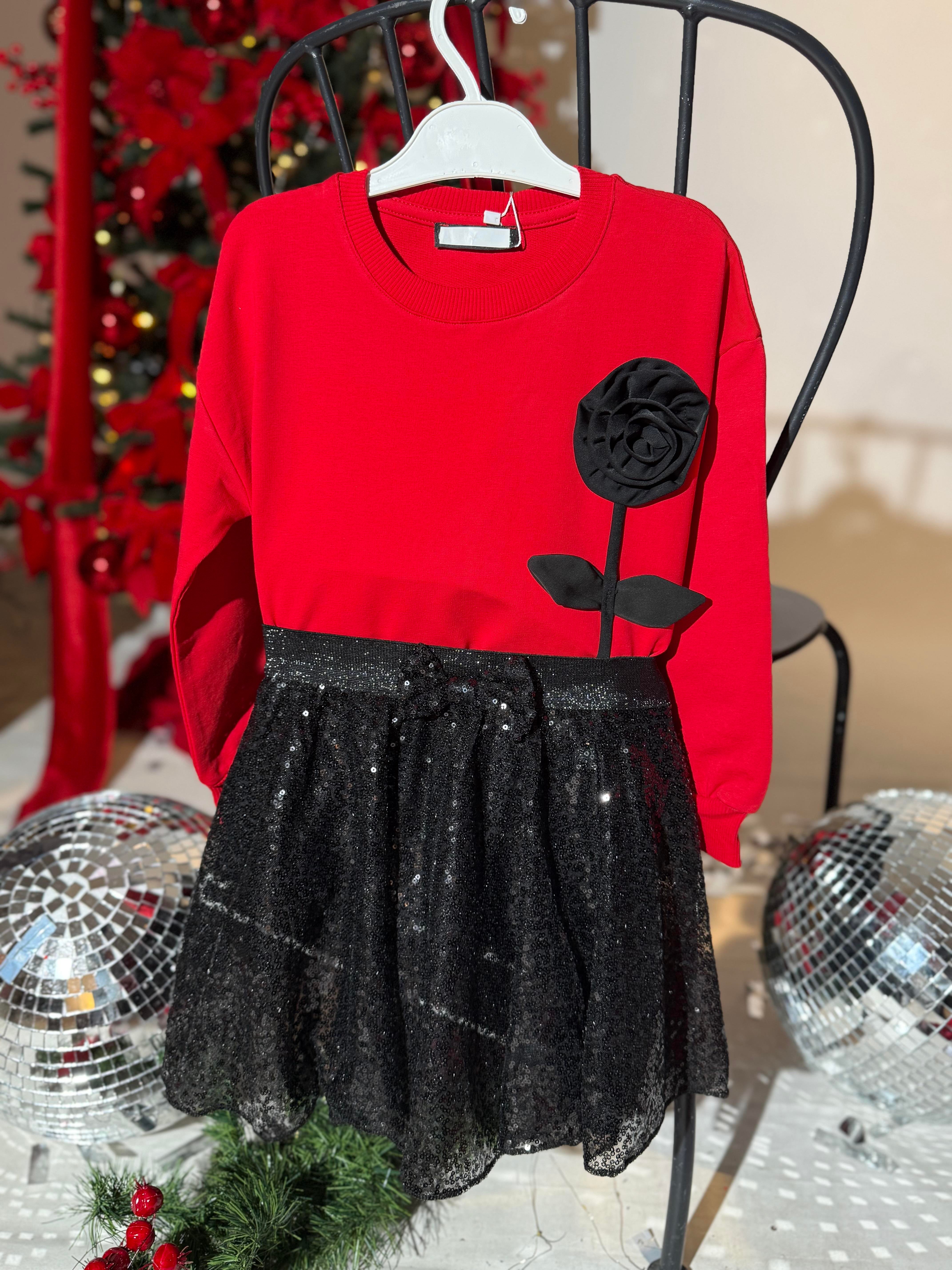 9150 Kids Payetli Siyah Etek