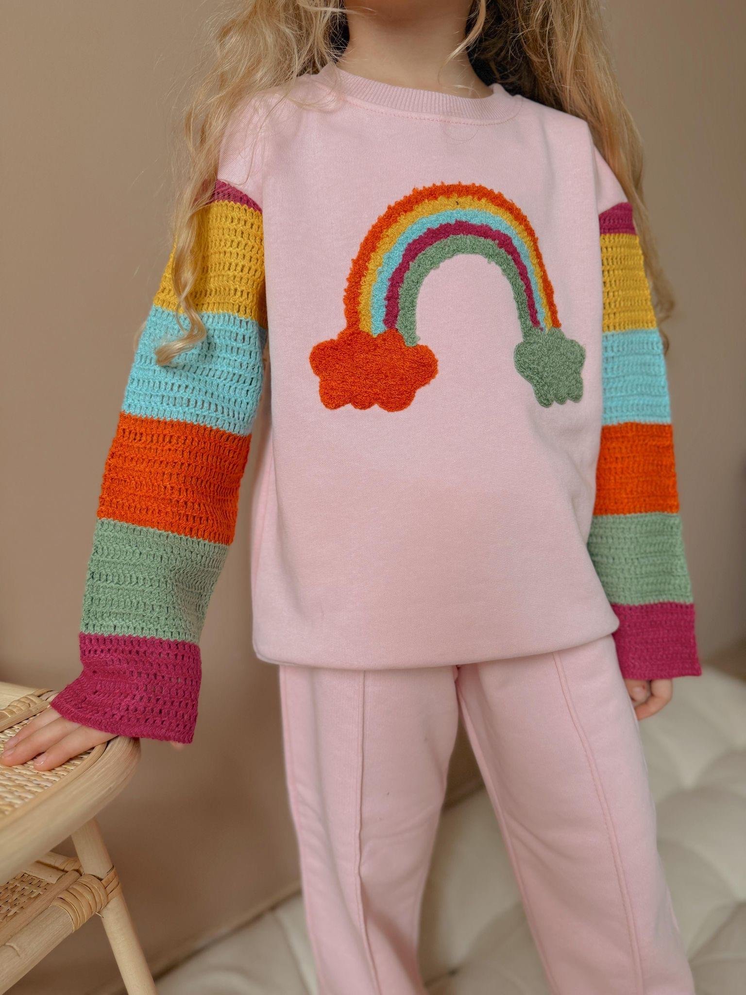 9158 Kids Rainbow Nakışlı Takım 3-4/9-10 Yaş