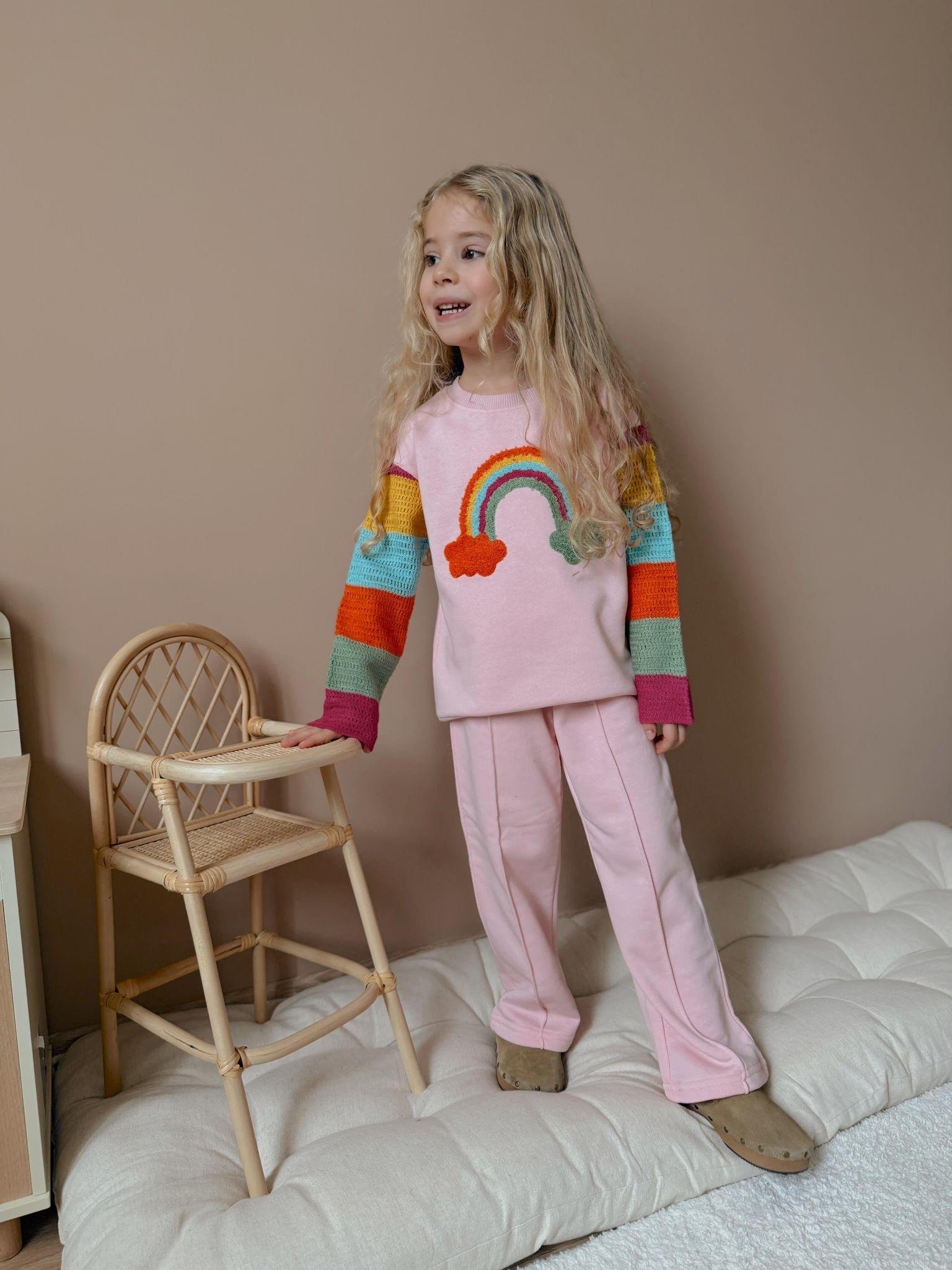 9158 Kids Rainbow Nakışlı Takım 3-4/9-10 Yaş