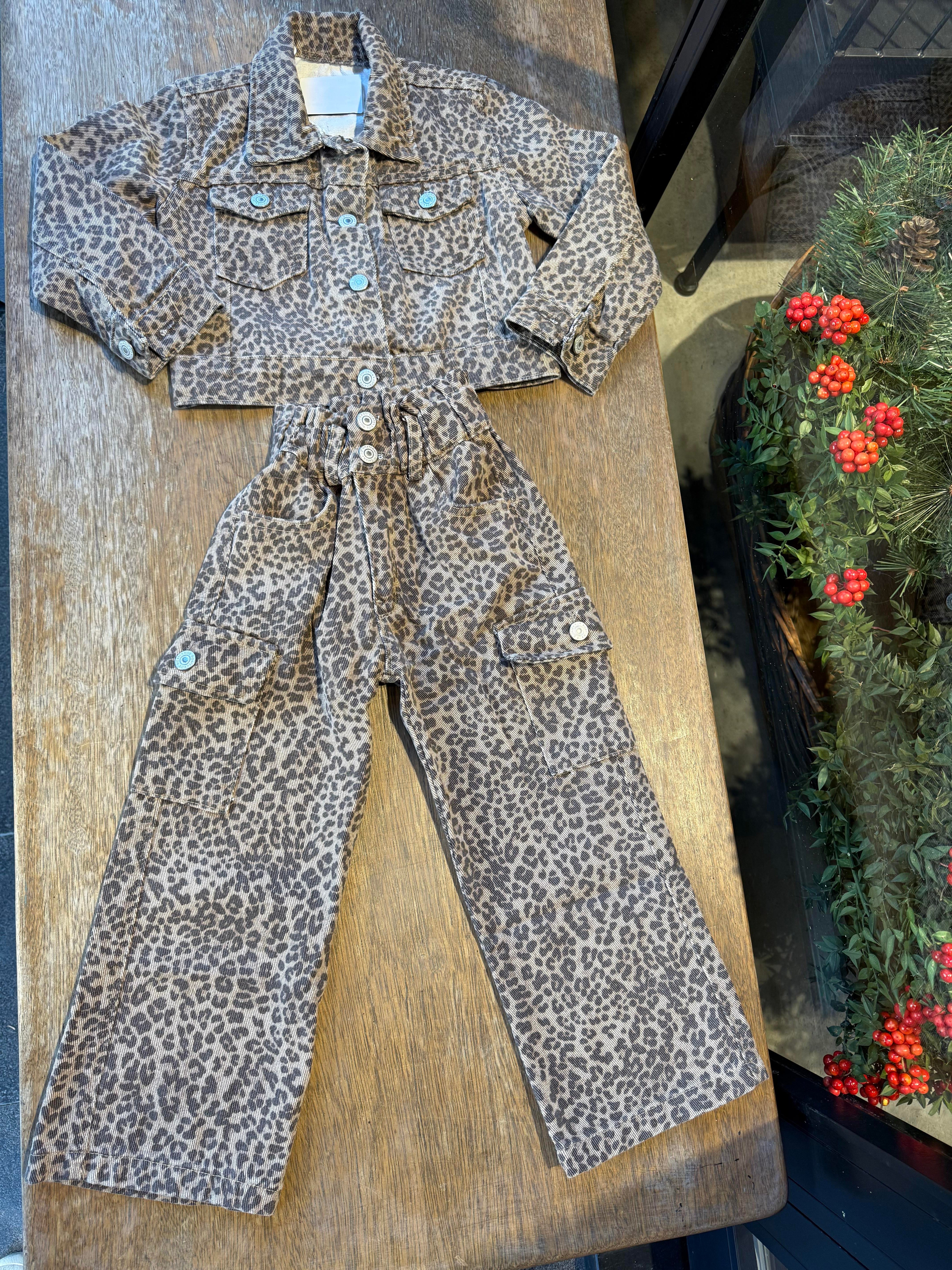 9161 Kids Leopar Ceket Pantolon Takım 5-6/12-13 Yaş