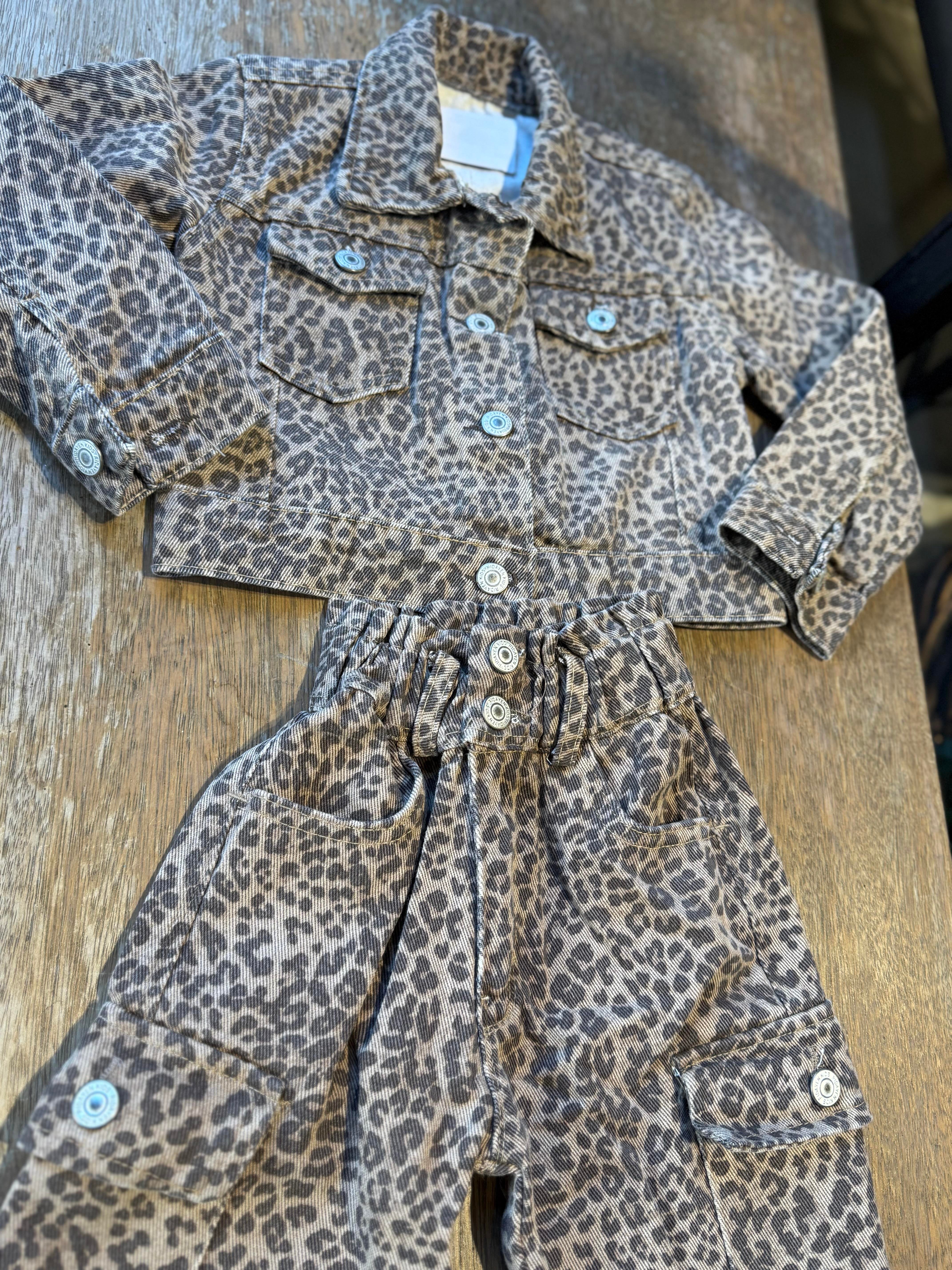 9161 Kids Leopar Ceket Pantolon Takım 5-6/12-13 Yaş