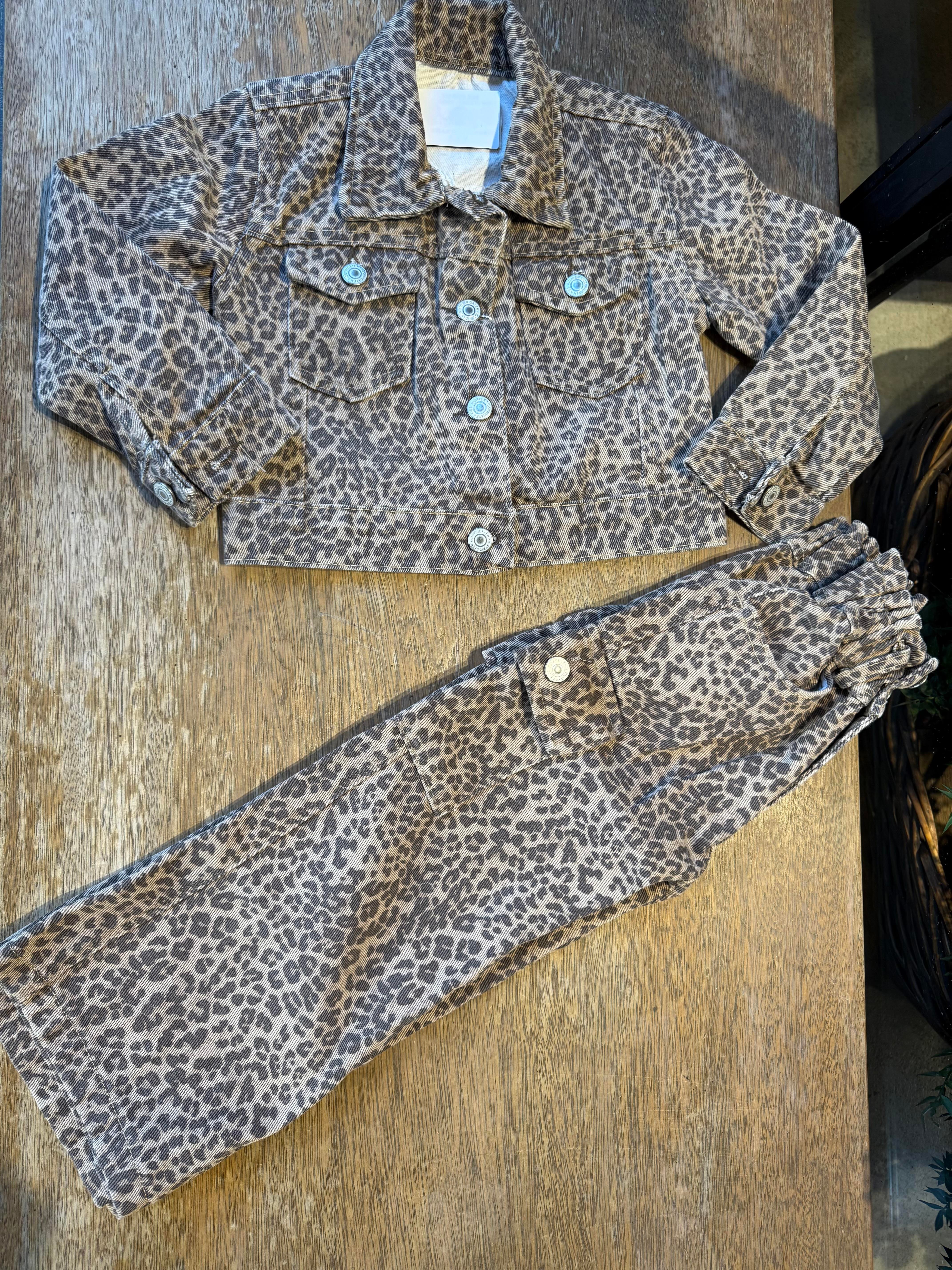 9161 Kids Leopar Ceket Pantolon Takım 5-6/12-13 Yaş