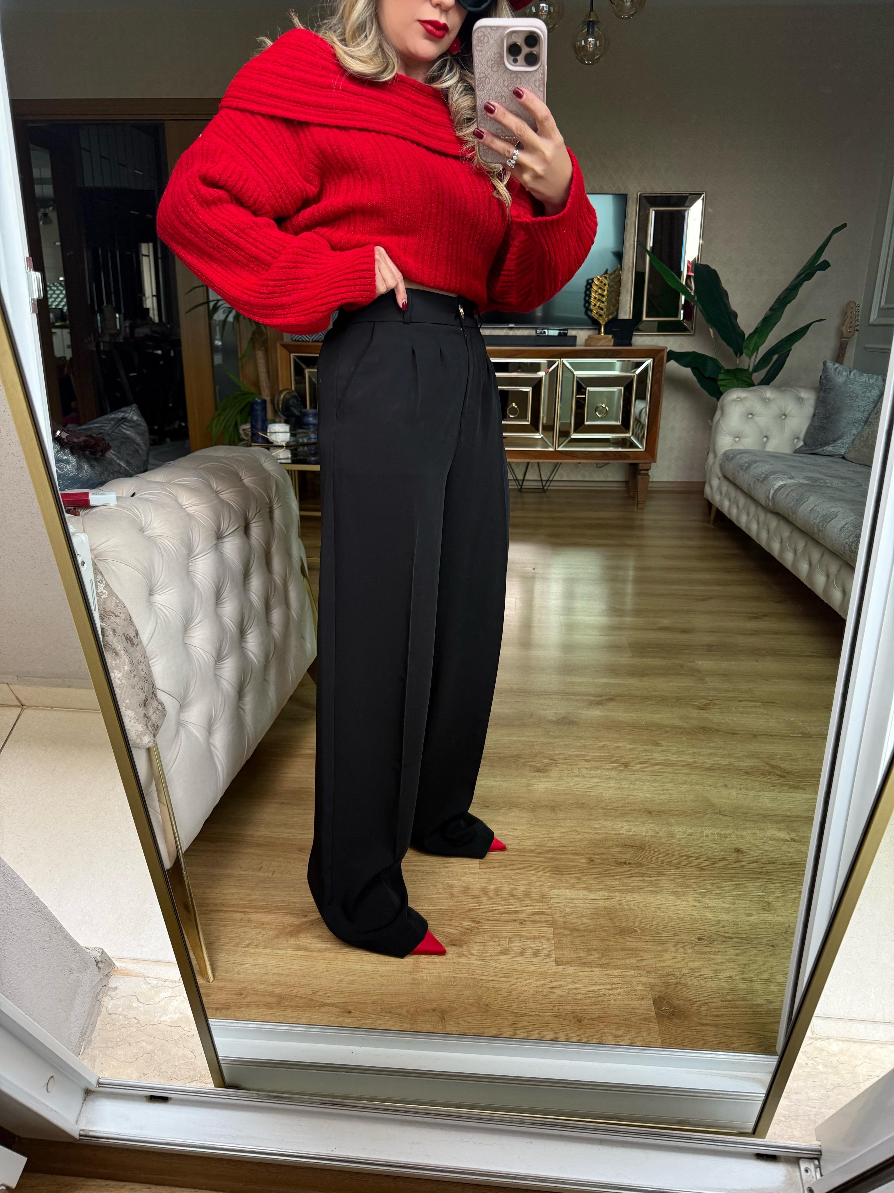 9166 Pileli Palazzo Pantolon