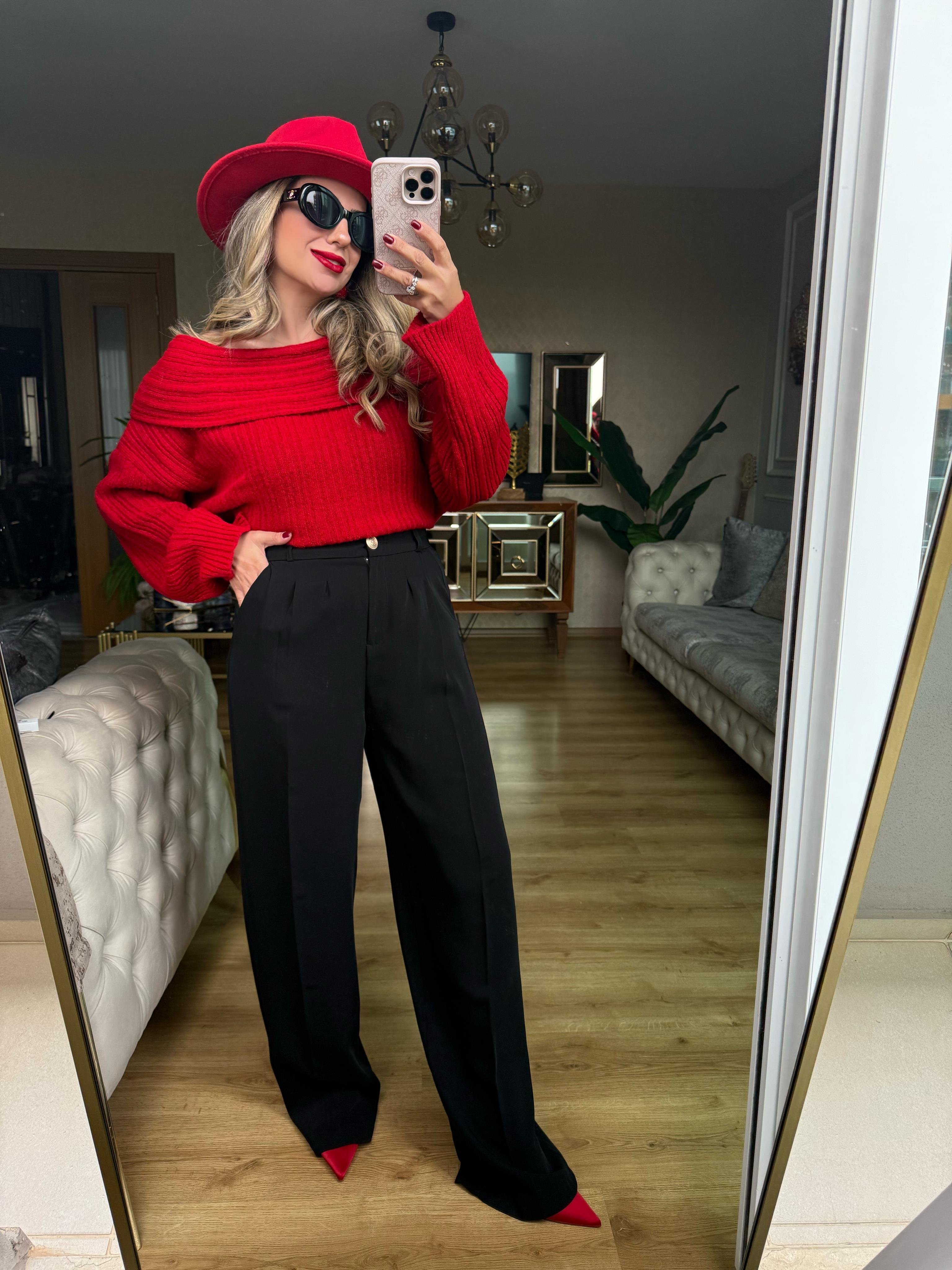 9166 Pileli Palazzo Pantolon