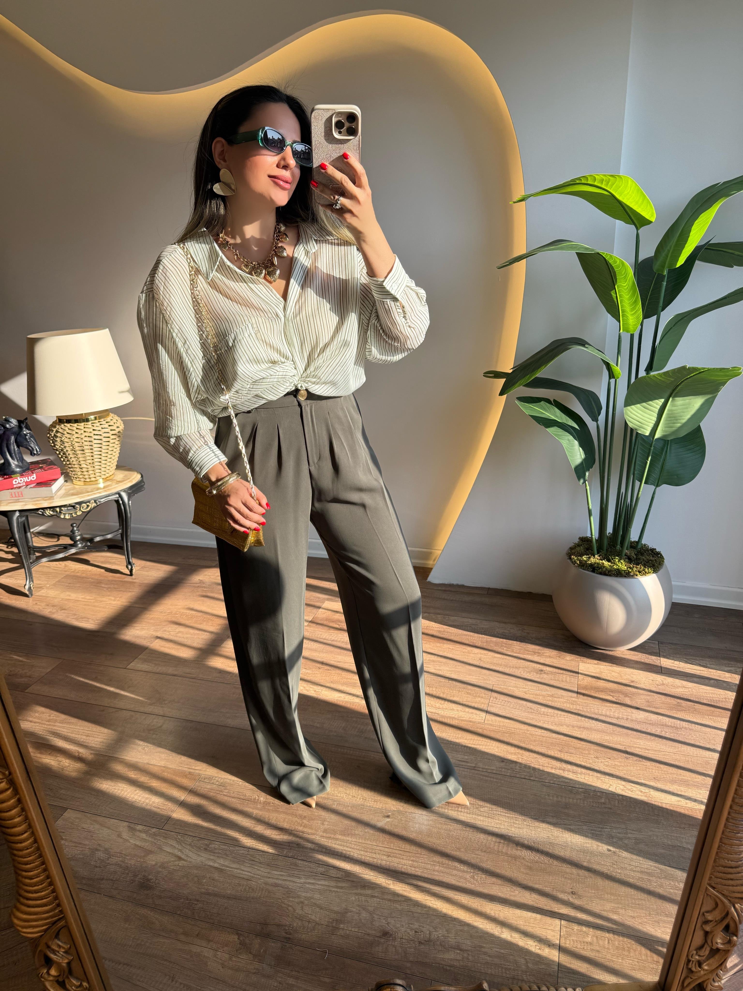 9166 Pileli Palazzo Pantolon