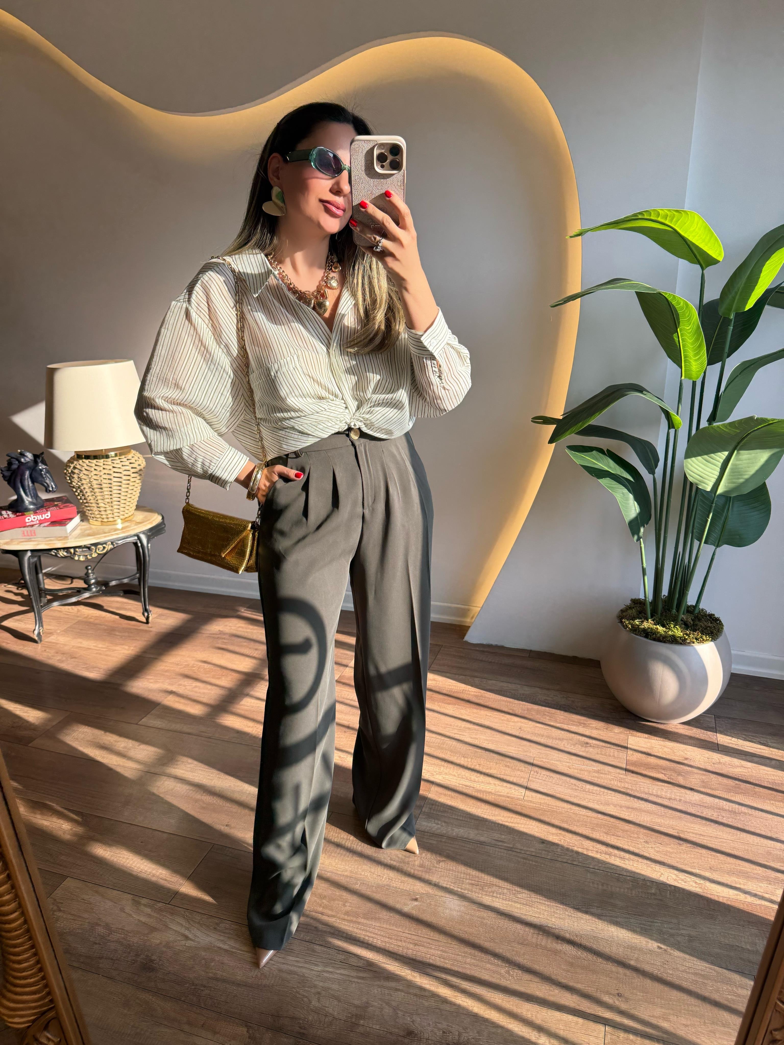 9166 Pileli Palazzo Pantolon