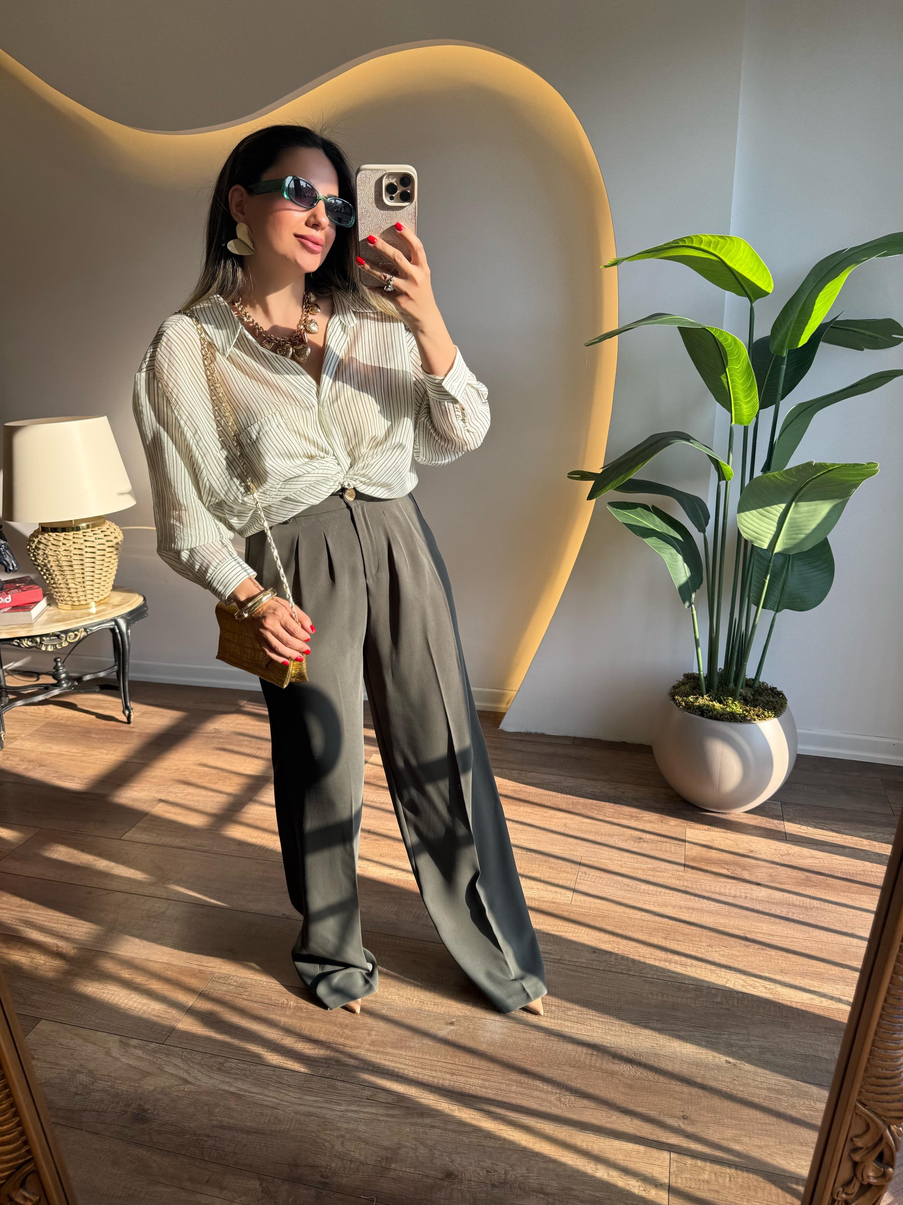 9166 Pileli Palazzo Pantolon