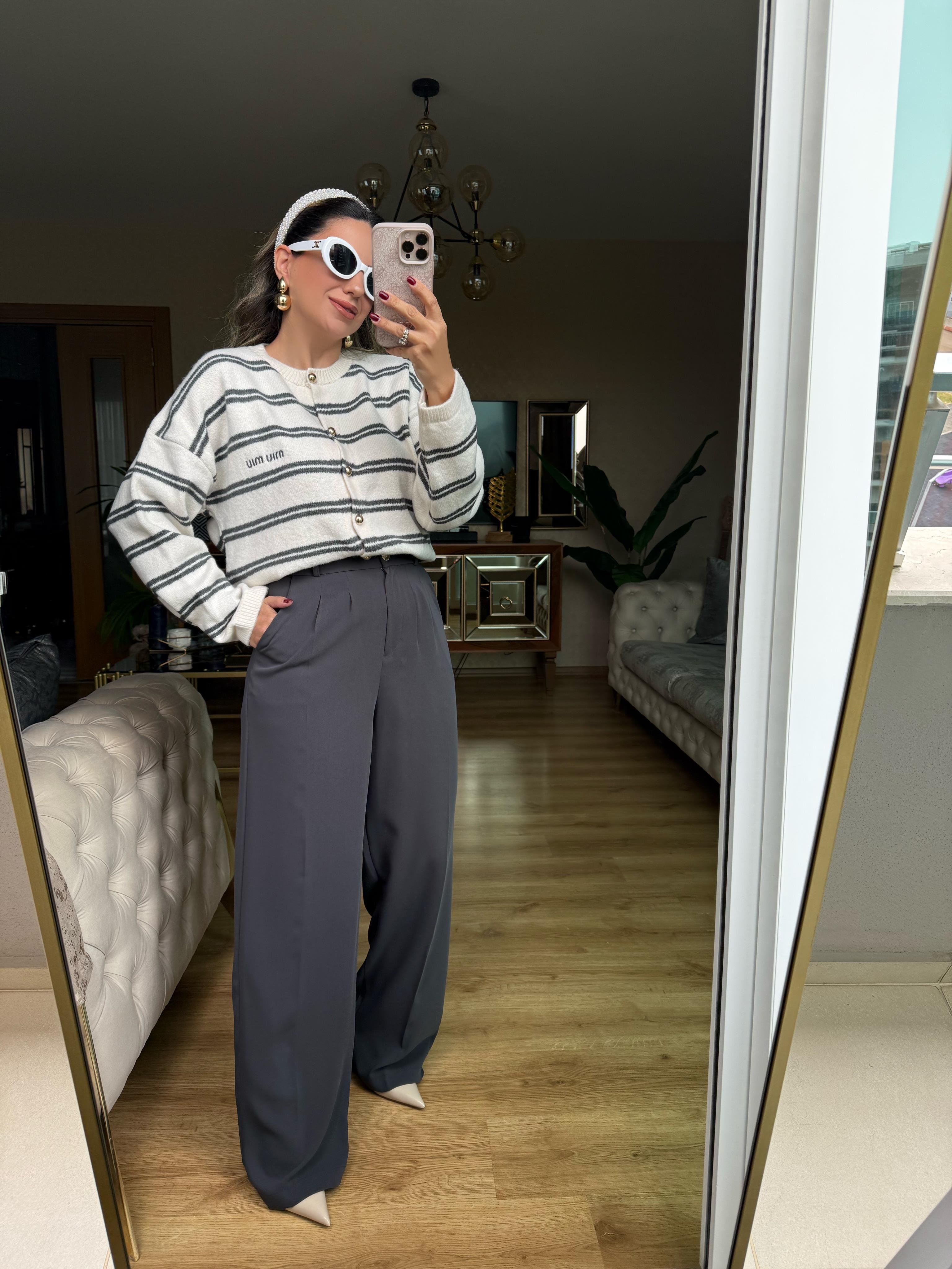 9166 Pileli Palazzo Pantolon