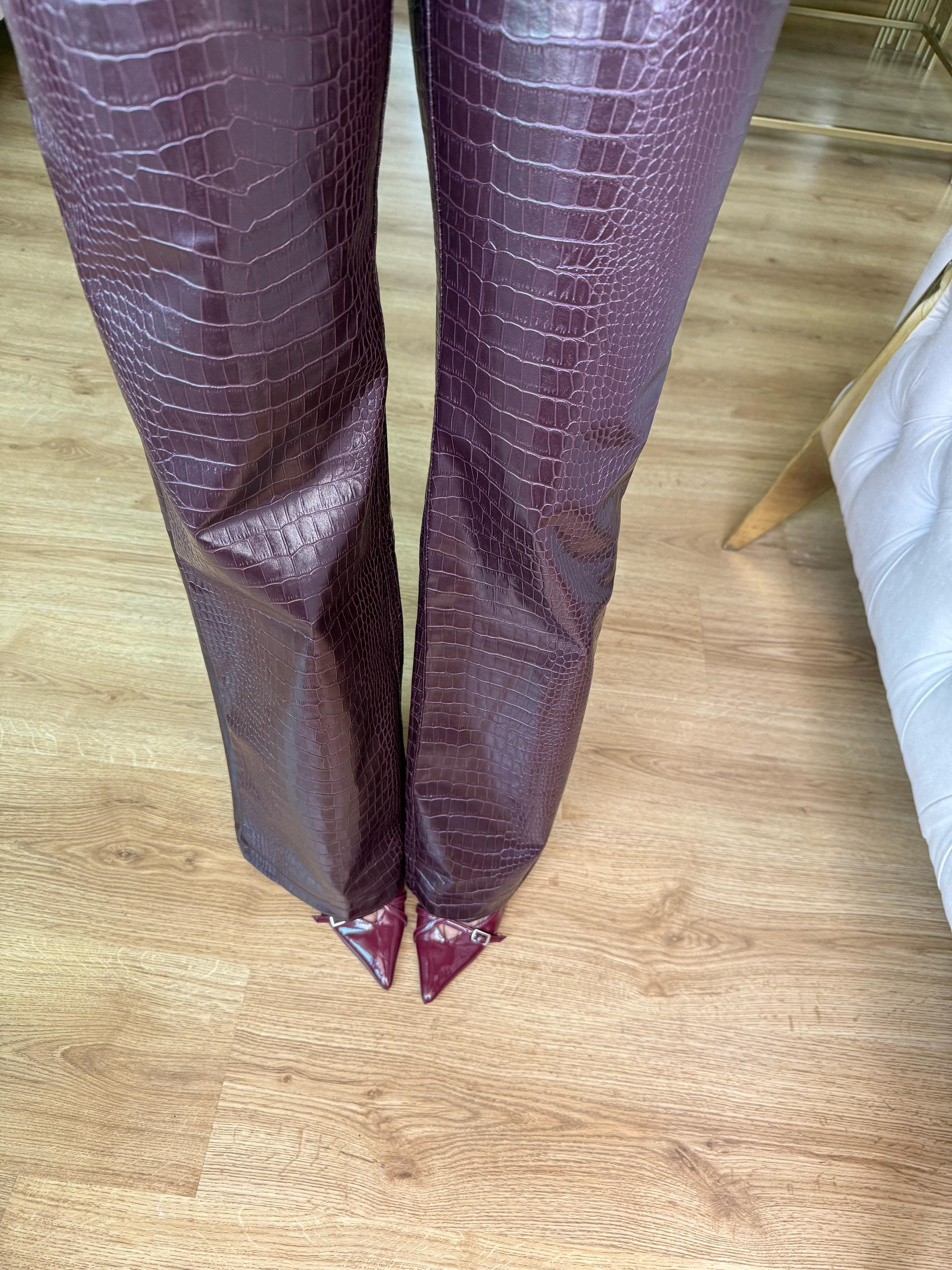 9188 Krok Desen Geniş Paça Pantolon