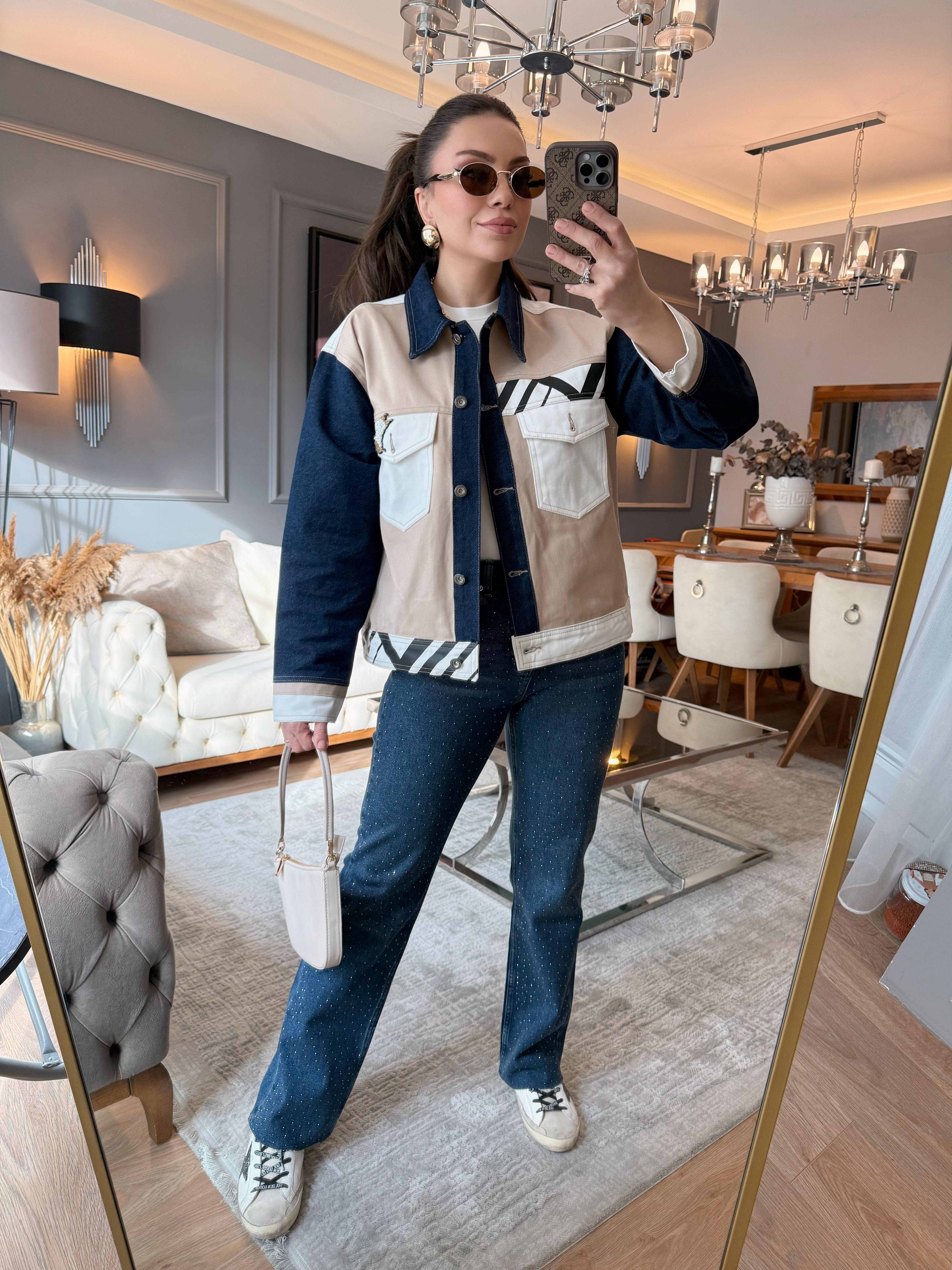 9216 Kuş Detaylı Tasarım Ceket