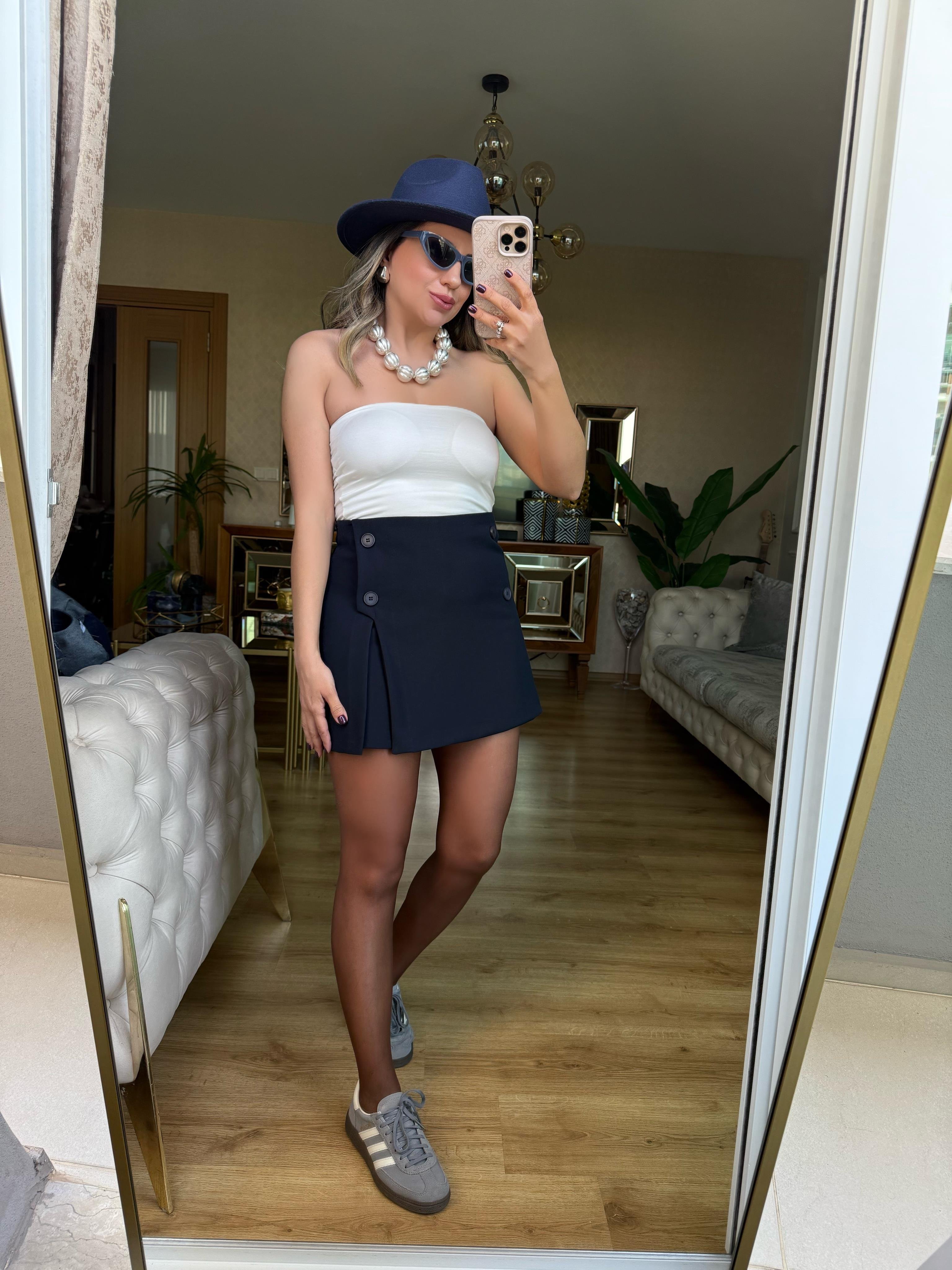 9228 Düğmeli Şort Etek