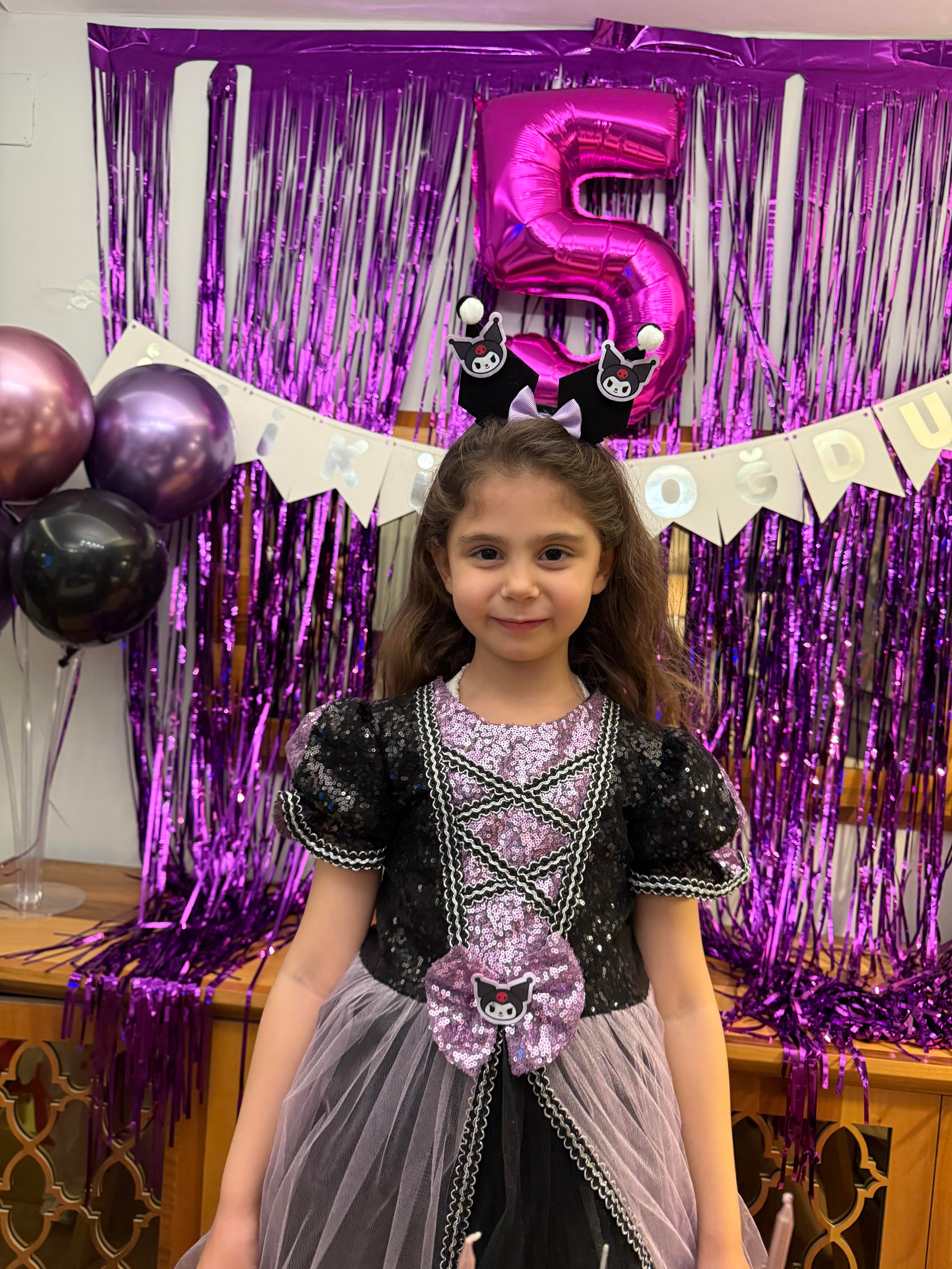9229 Kids Prenses Kuromi Elbise 6-10 Yaş