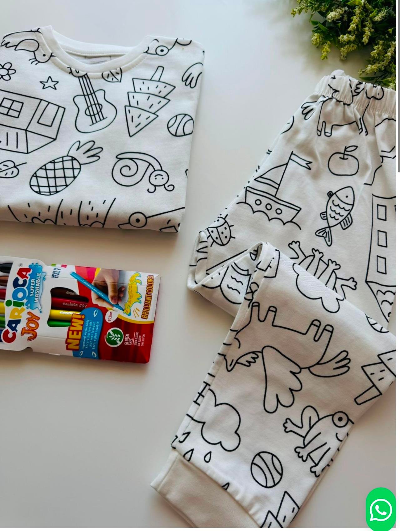 9269 Kids Boyamalı Pijama Takımı ( Boya Kalemi Hediyeli) 3-4/9-10 Yaş