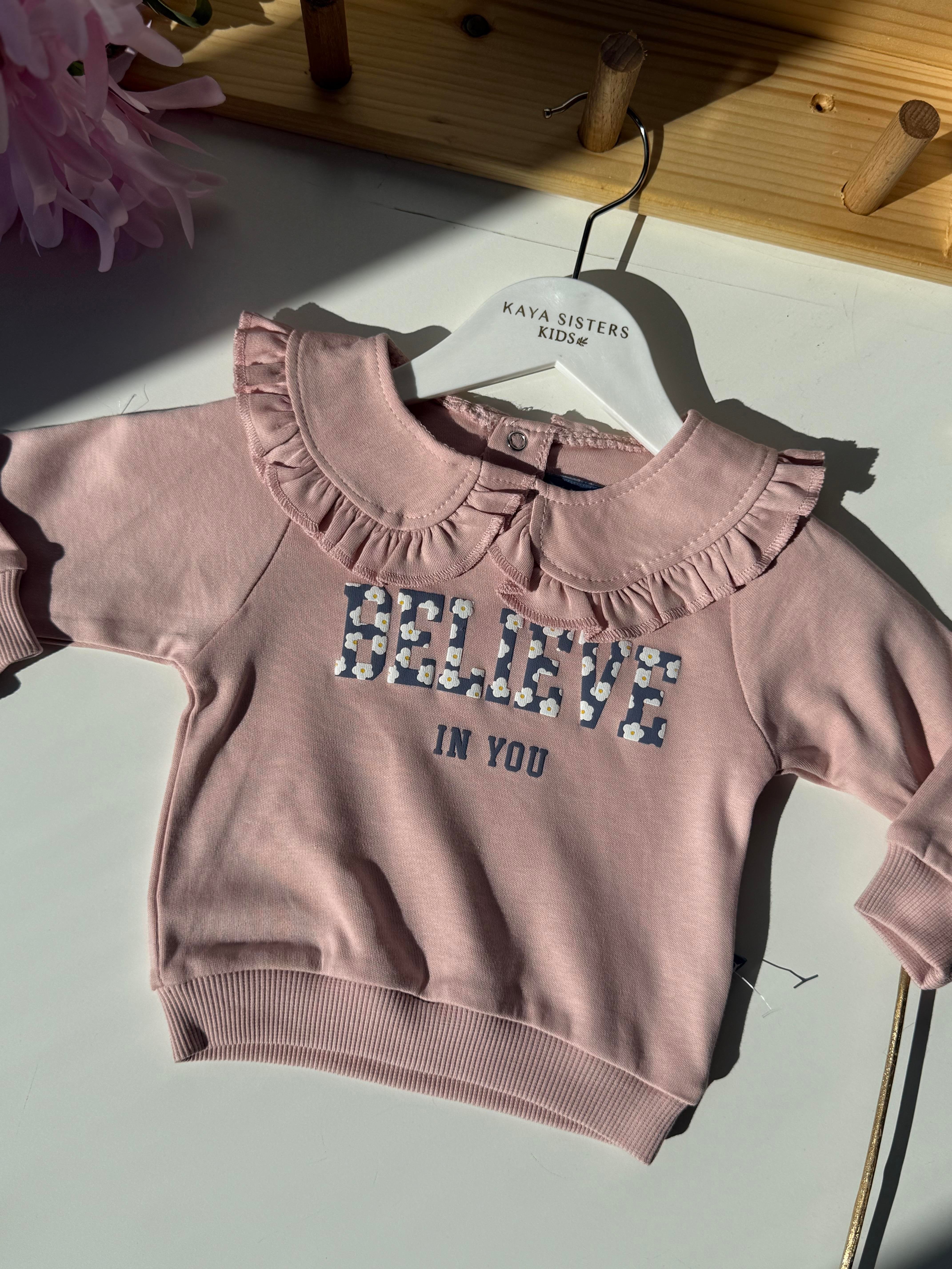 9278 Kids Bebe Yaka Çiçekli Kız Takım 9 ay/2 Yaş