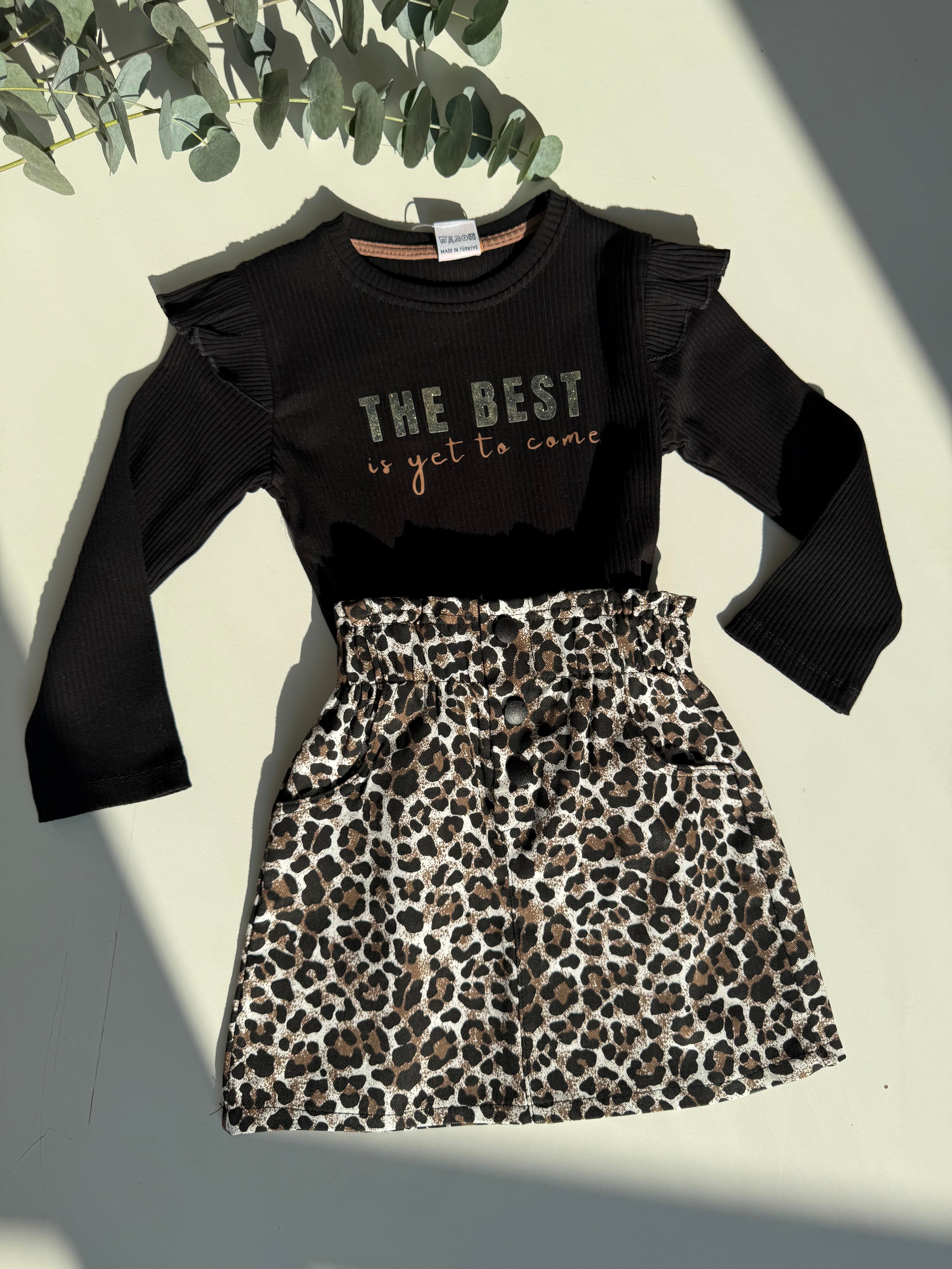 9286 Kids Leopar Etekli The Best Baskılı Takım 3-4/9-10 Yaş