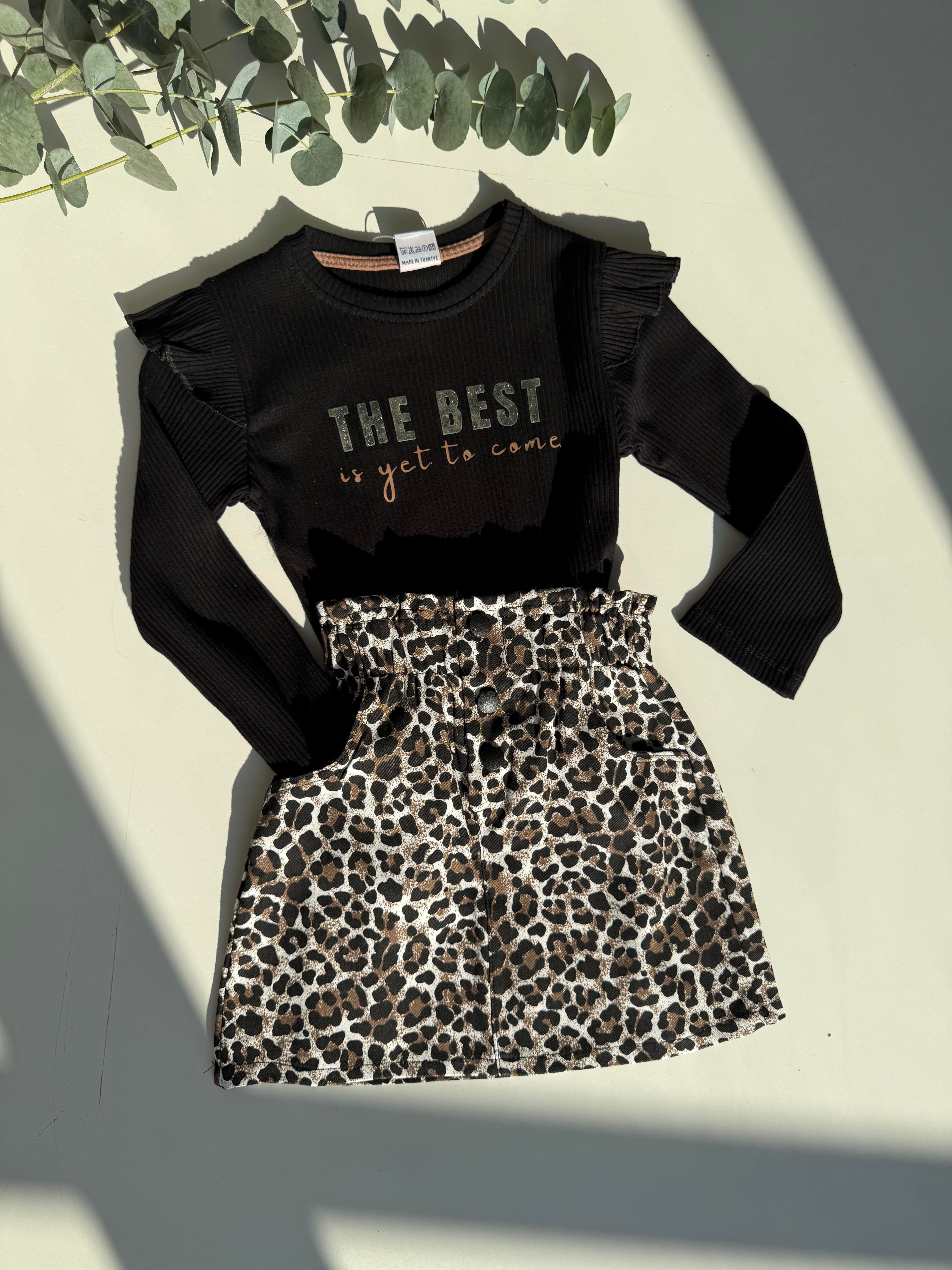 9286 Kids Leopar Etekli The Best Baskılı Takım 3-4/9-10 Yaş
