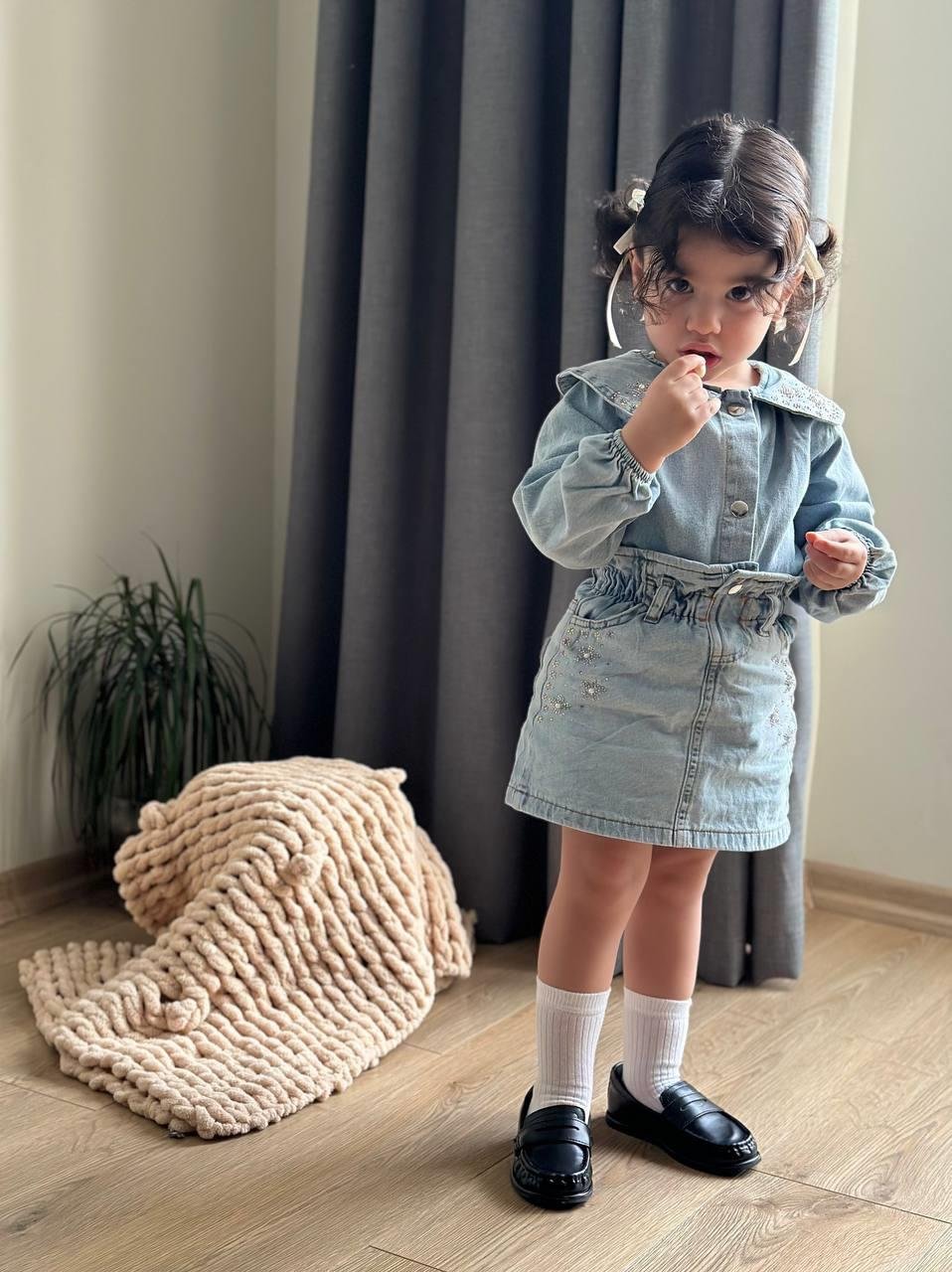 9289 Kids Taşlı Kot Etekli Takım 3-4/9-10 Yaş
