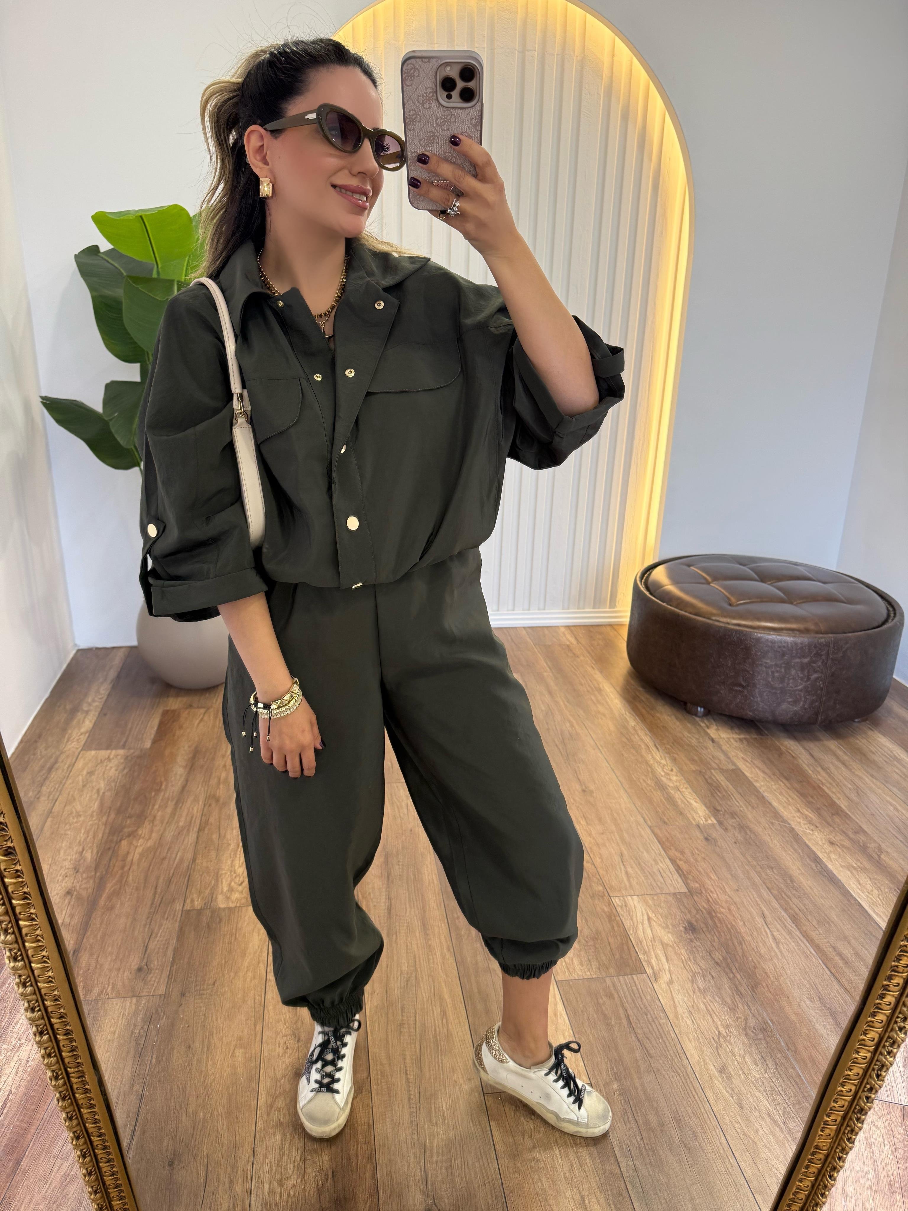 9294 Gold Düğmeli Ceket Jogger Pantolon Takım