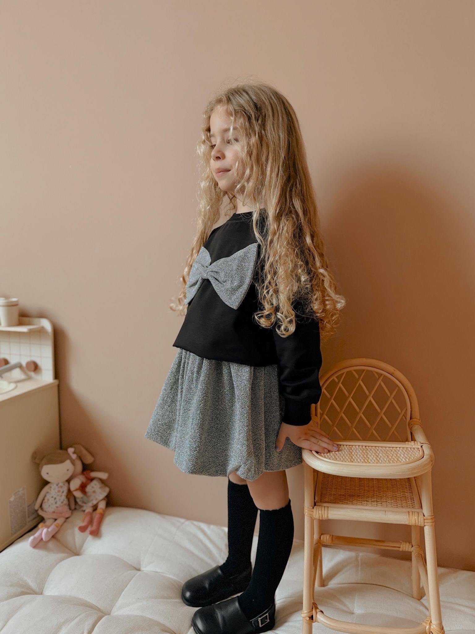 9329 Kids Simli Gri Flower Etek Takım 3-4/-10 Yaş