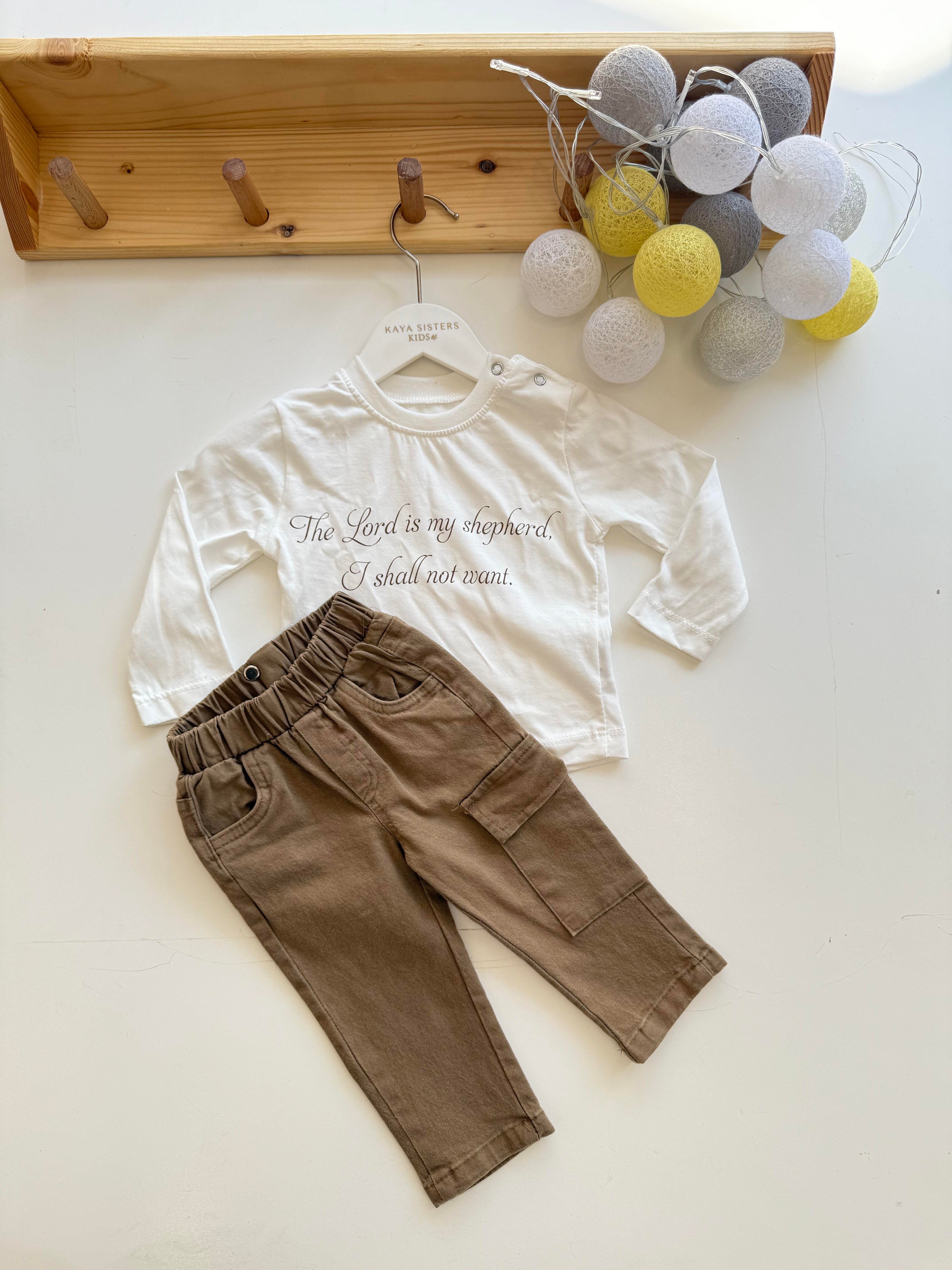 9360 Kids Kahve Gabardin Erkek Takım 9-24 Ay