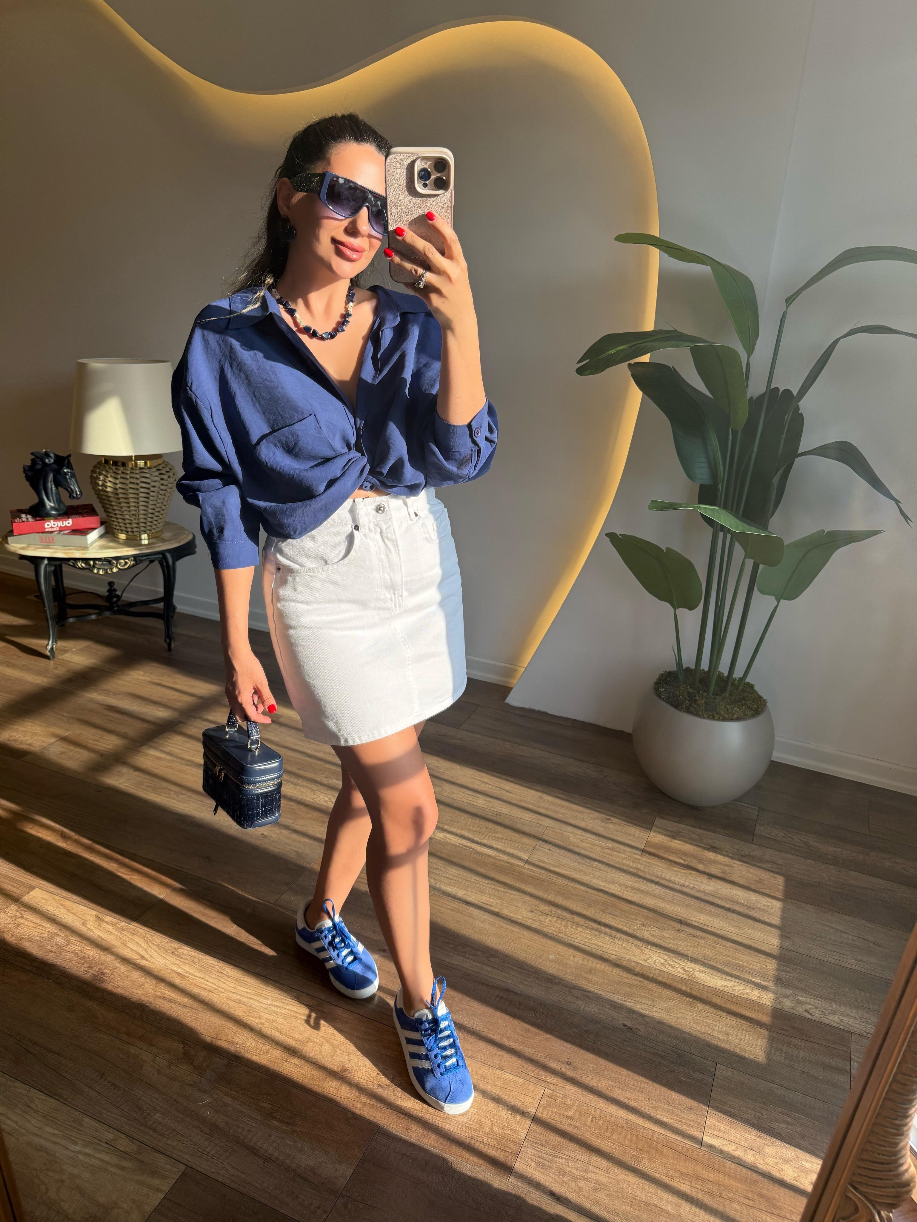 9407 Düşük Omuzlu Oversize Gömlek