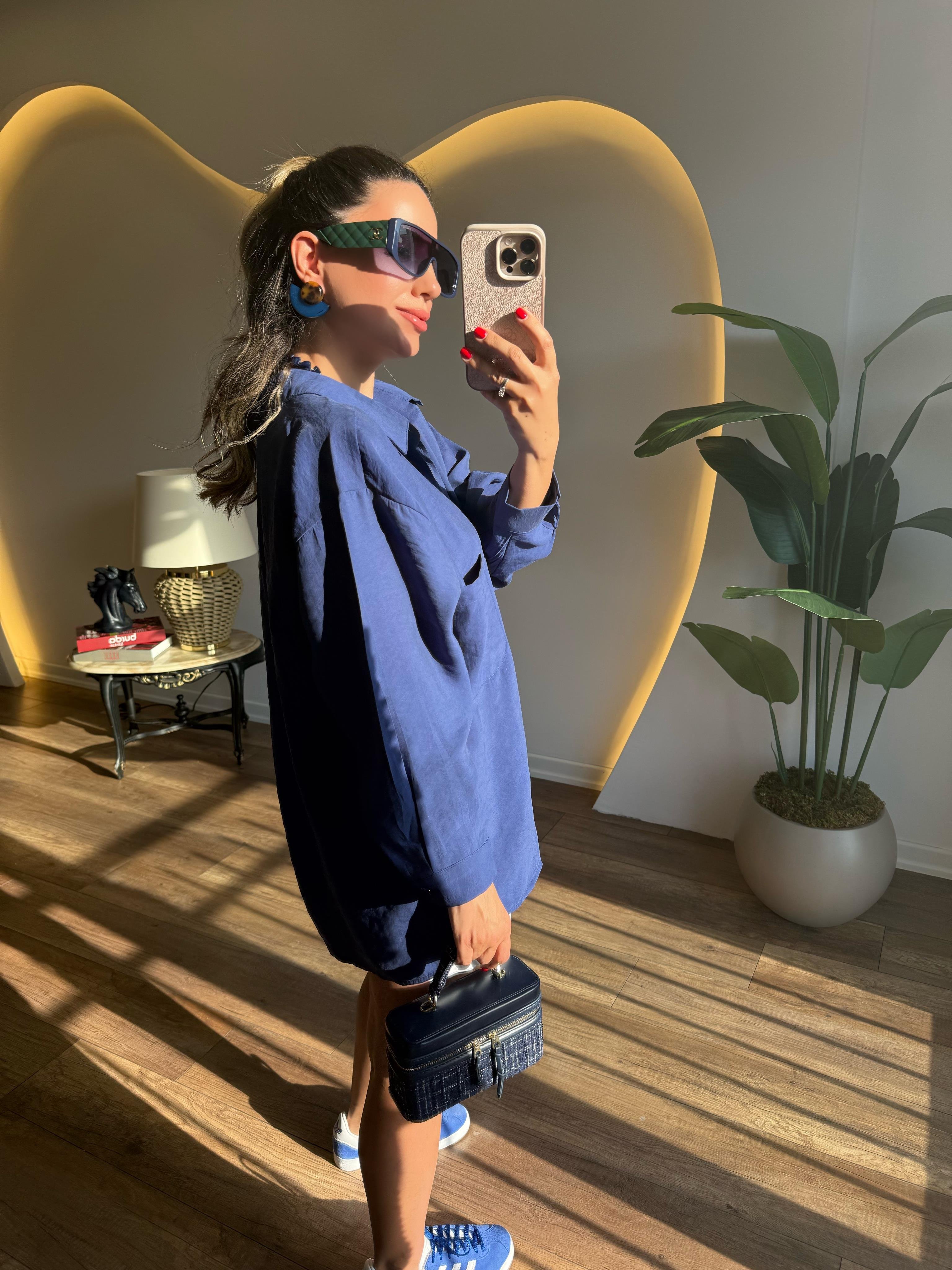 9407 Düşük Omuzlu Oversize Gömlek