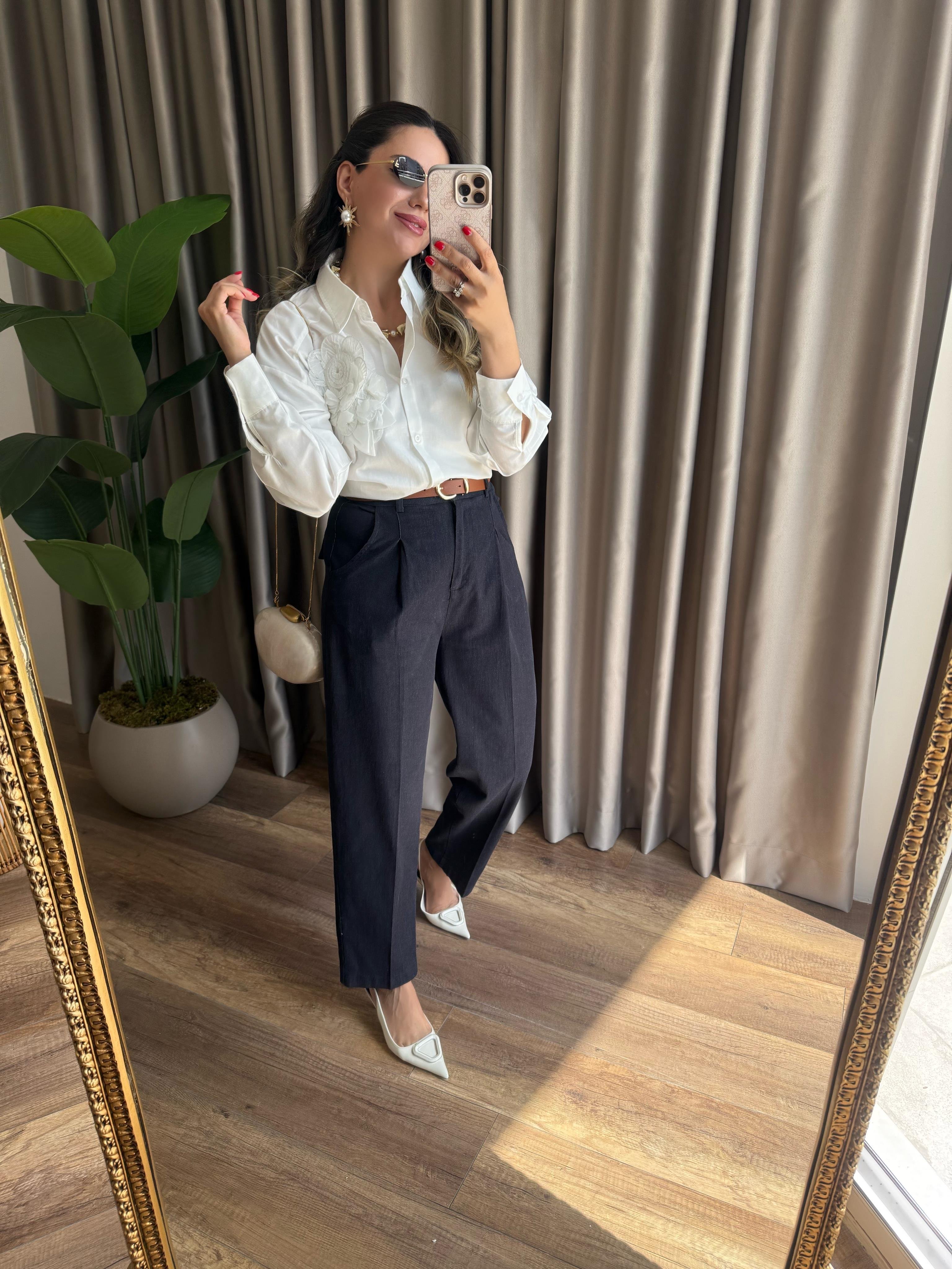 9413 Kemerli Kot Pantolon