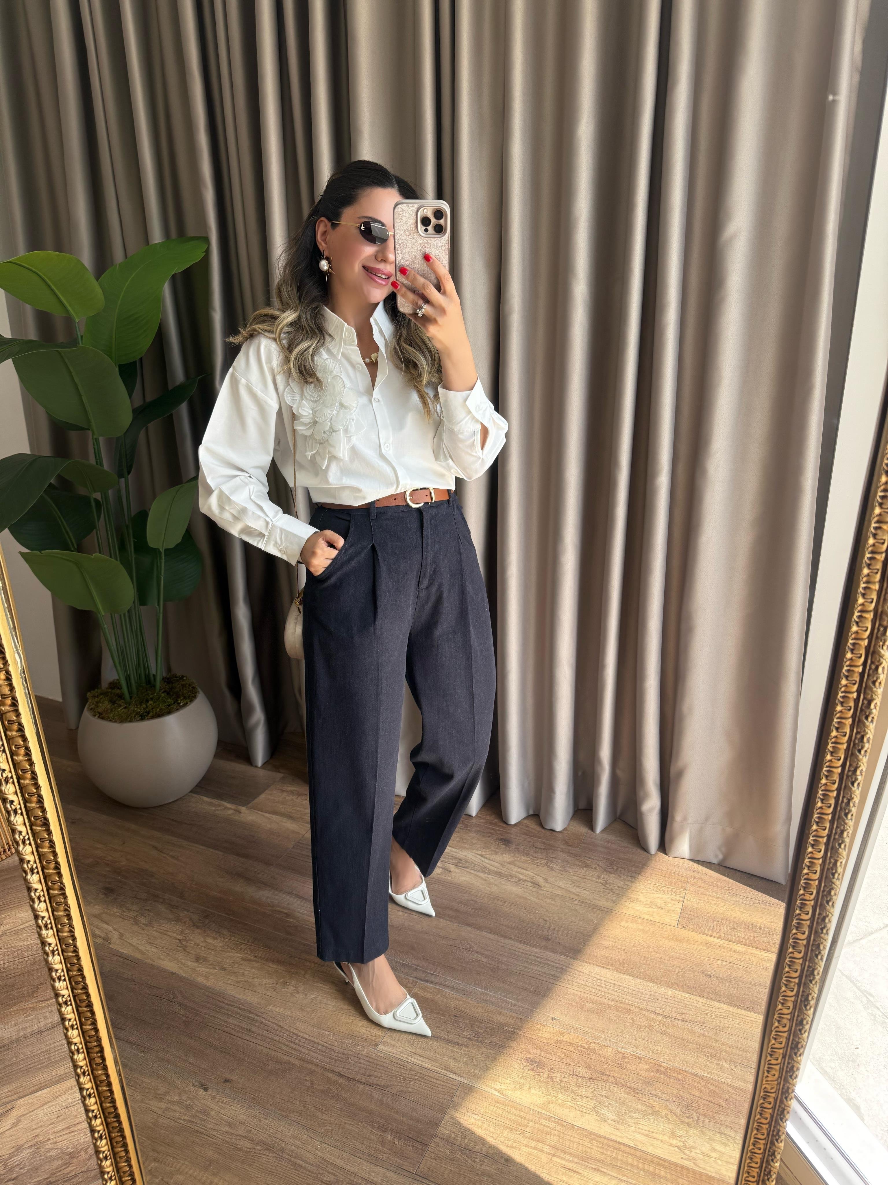 9413 Kemerli Kot Pantolon