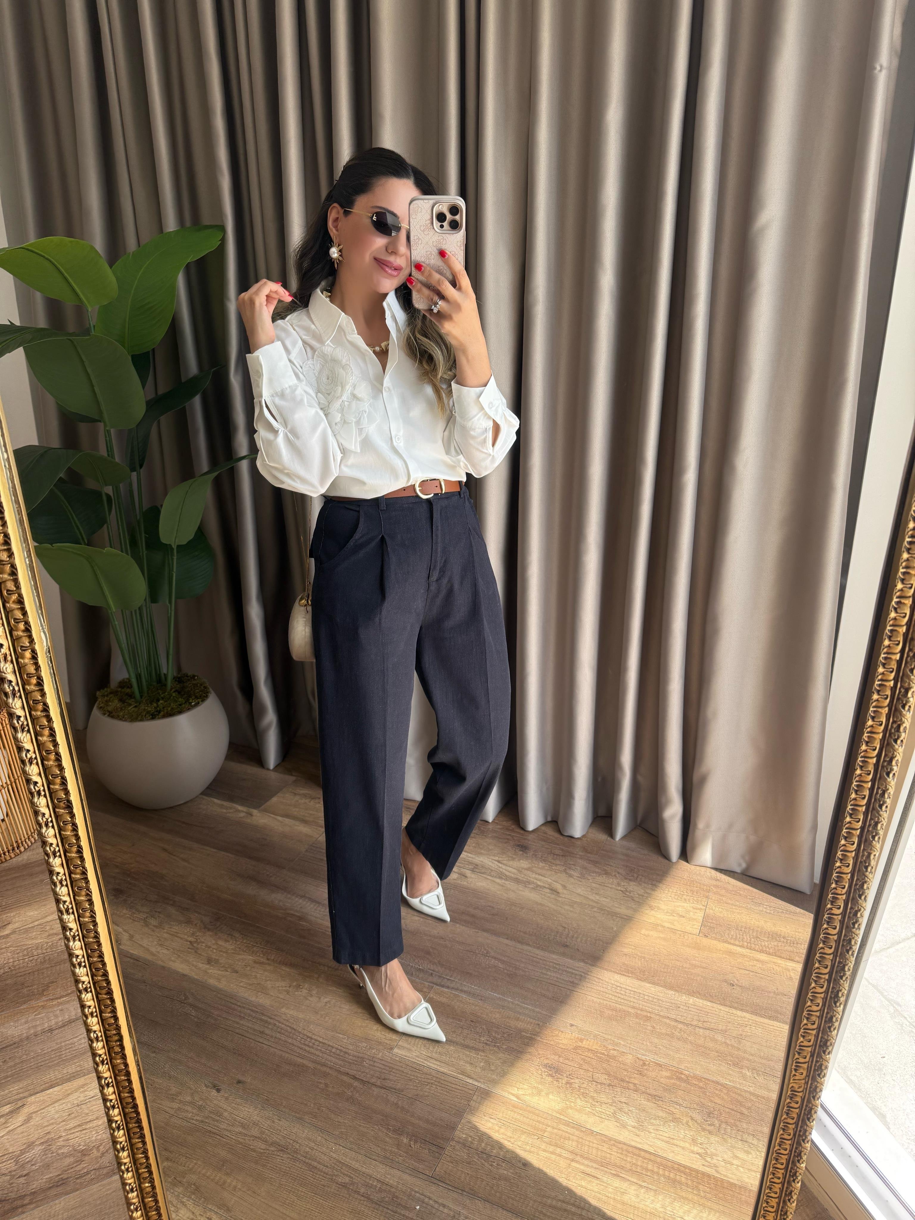 9413 Kemerli Kot Pantolon