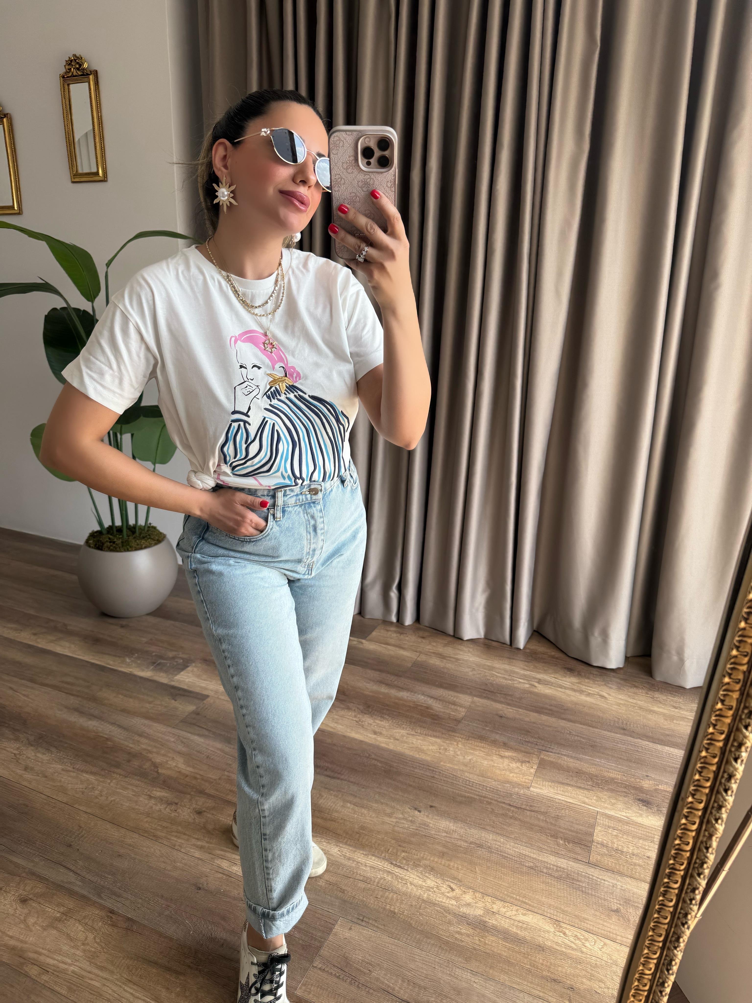9451 Pembe Baskılı Tshirt