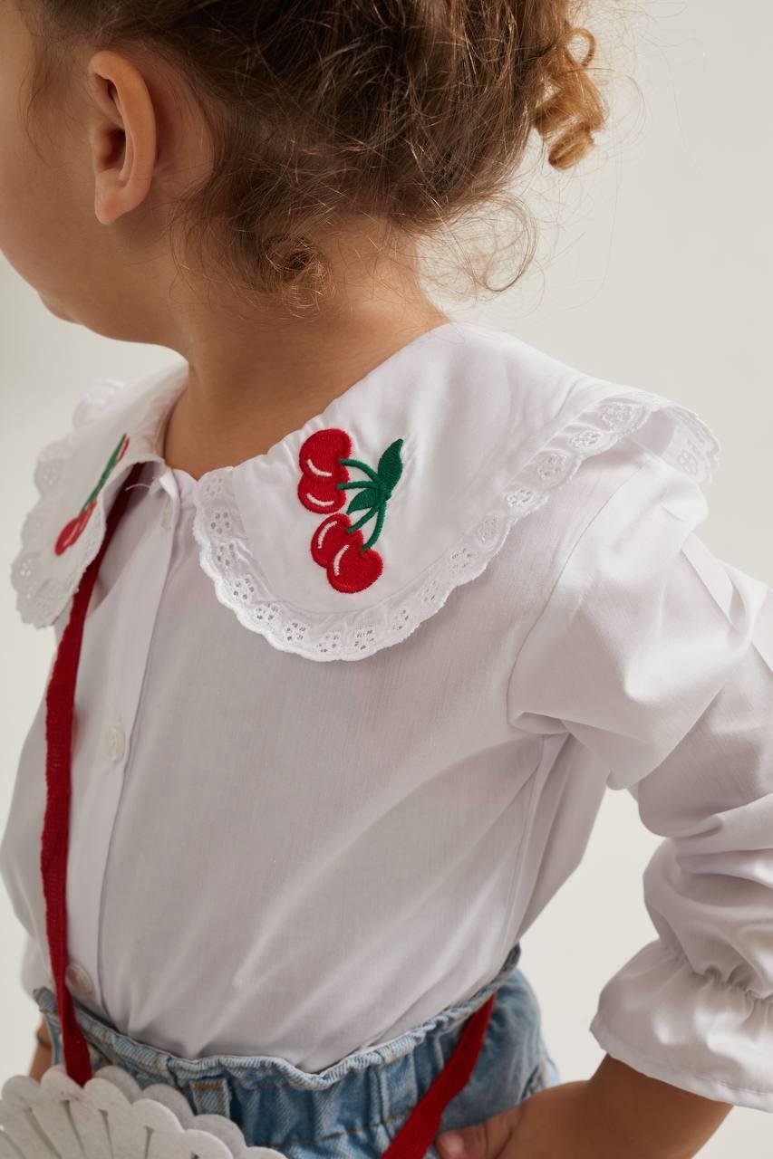 9468 Kids Kiraz Taşlı Kot Etek Takım 2-3/7-8 Yaş