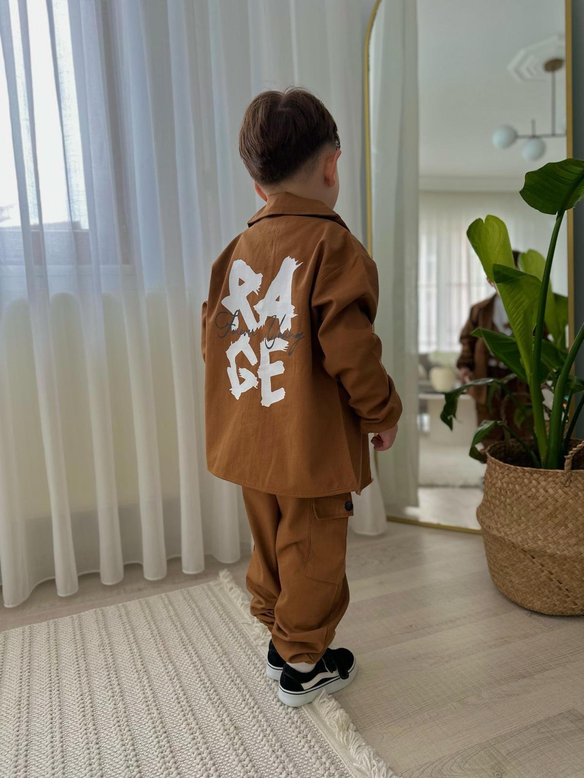 9497 Kids Gabardin Kahve Erkek Takım 3-4/9-10 Yaş