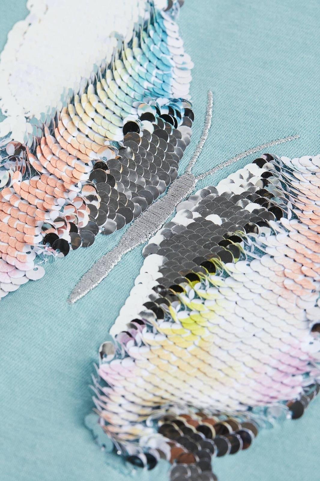 9503 Kids Kelebek Payetli Tshirt 3-4 /8-10 Yaş