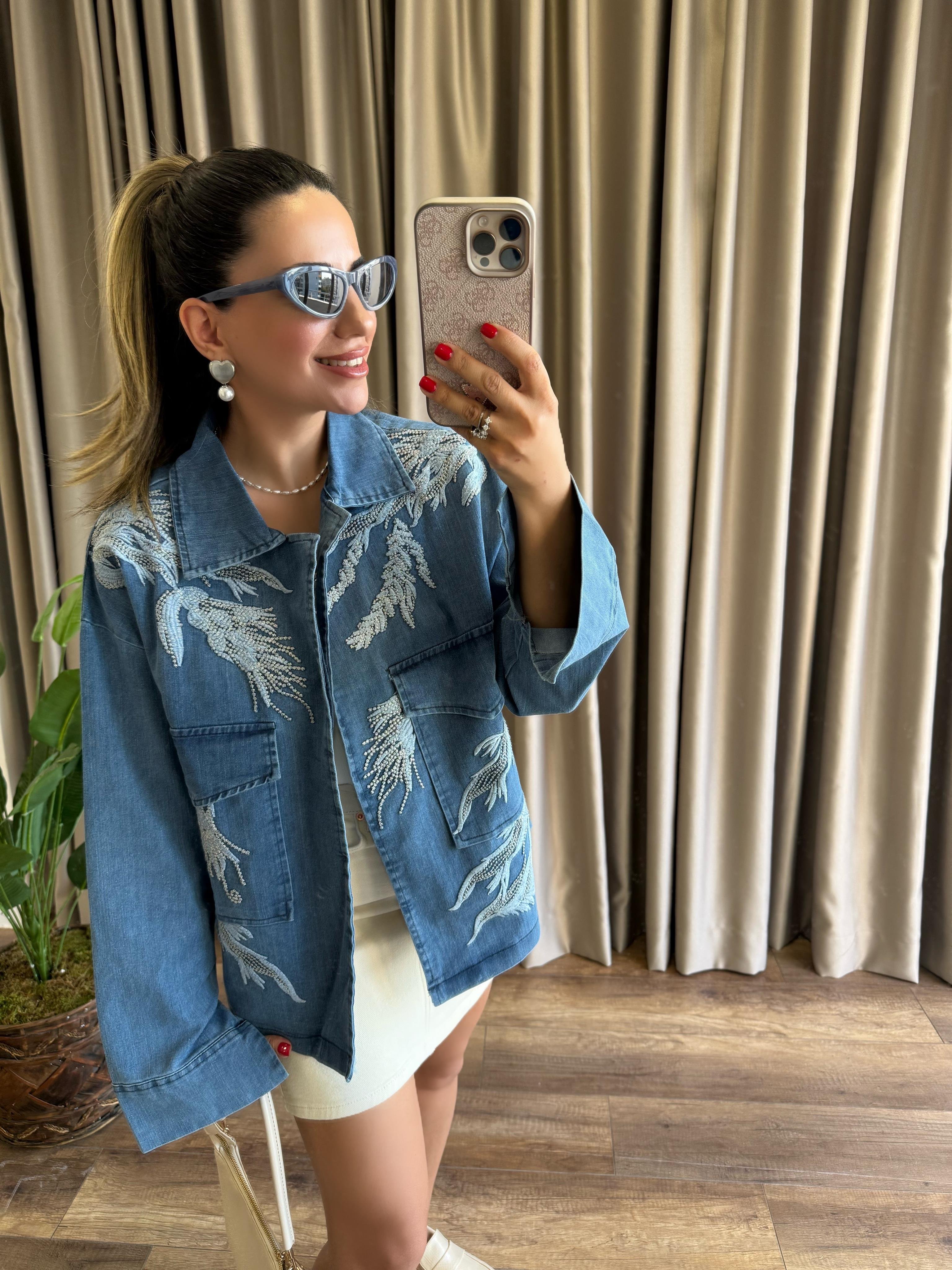 9530 İşlemeli Kot Ceket