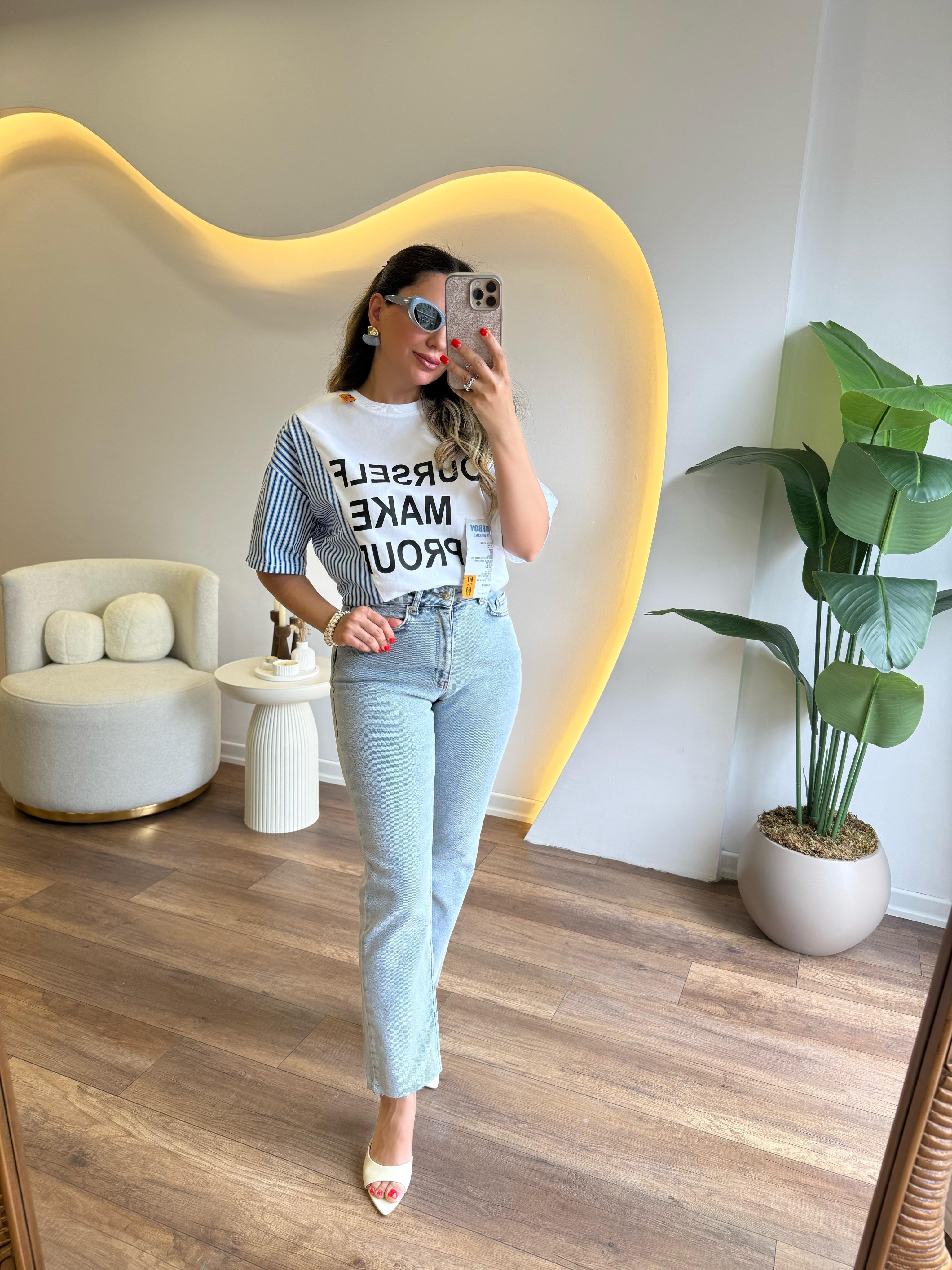 9532 Mom Fit Paça Kesik Jean