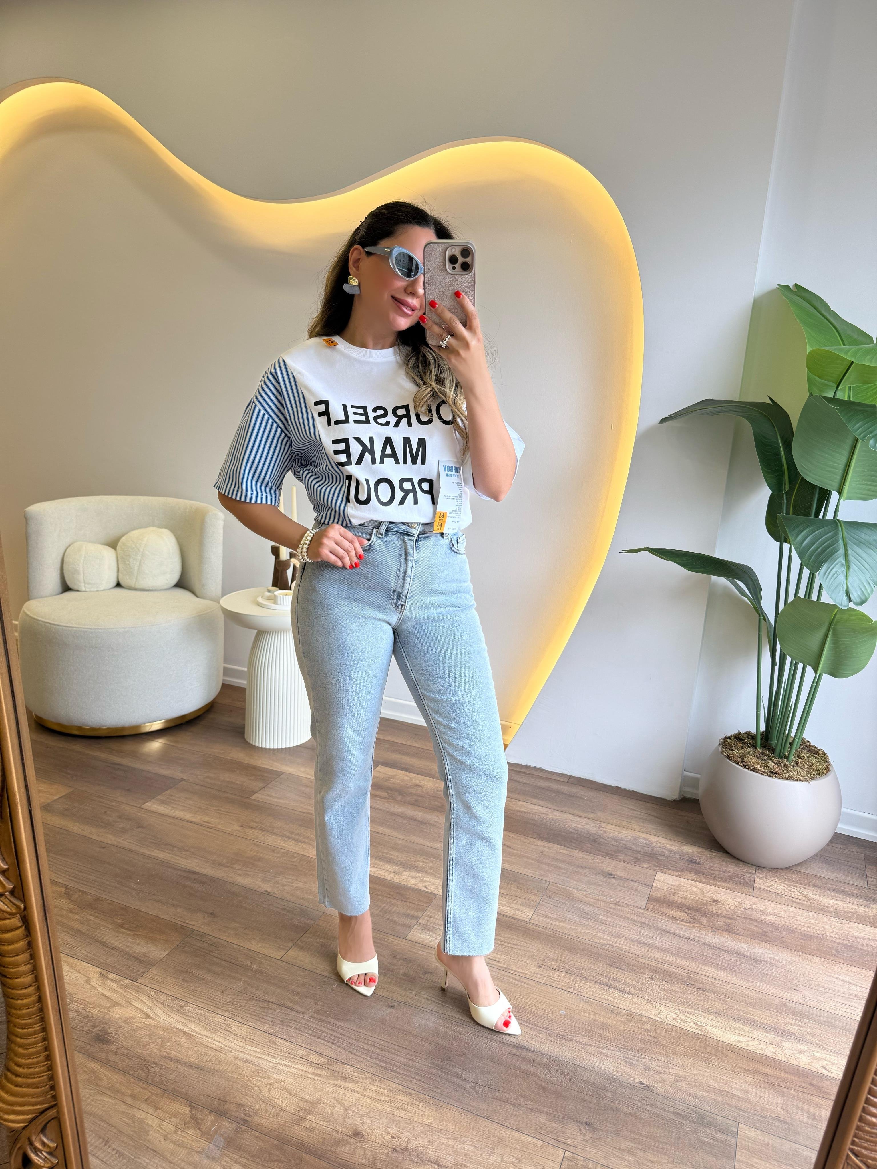 9532 Mom Fit Paça Kesik Jean