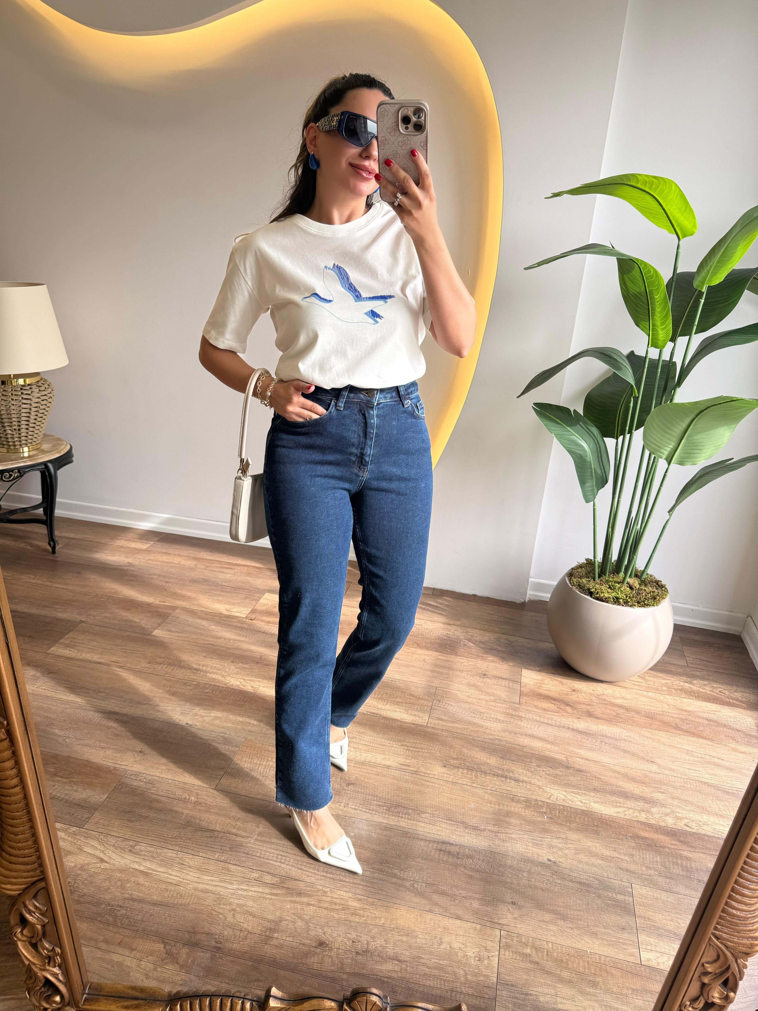 9532 Mom Fit Paça Kesik Jean