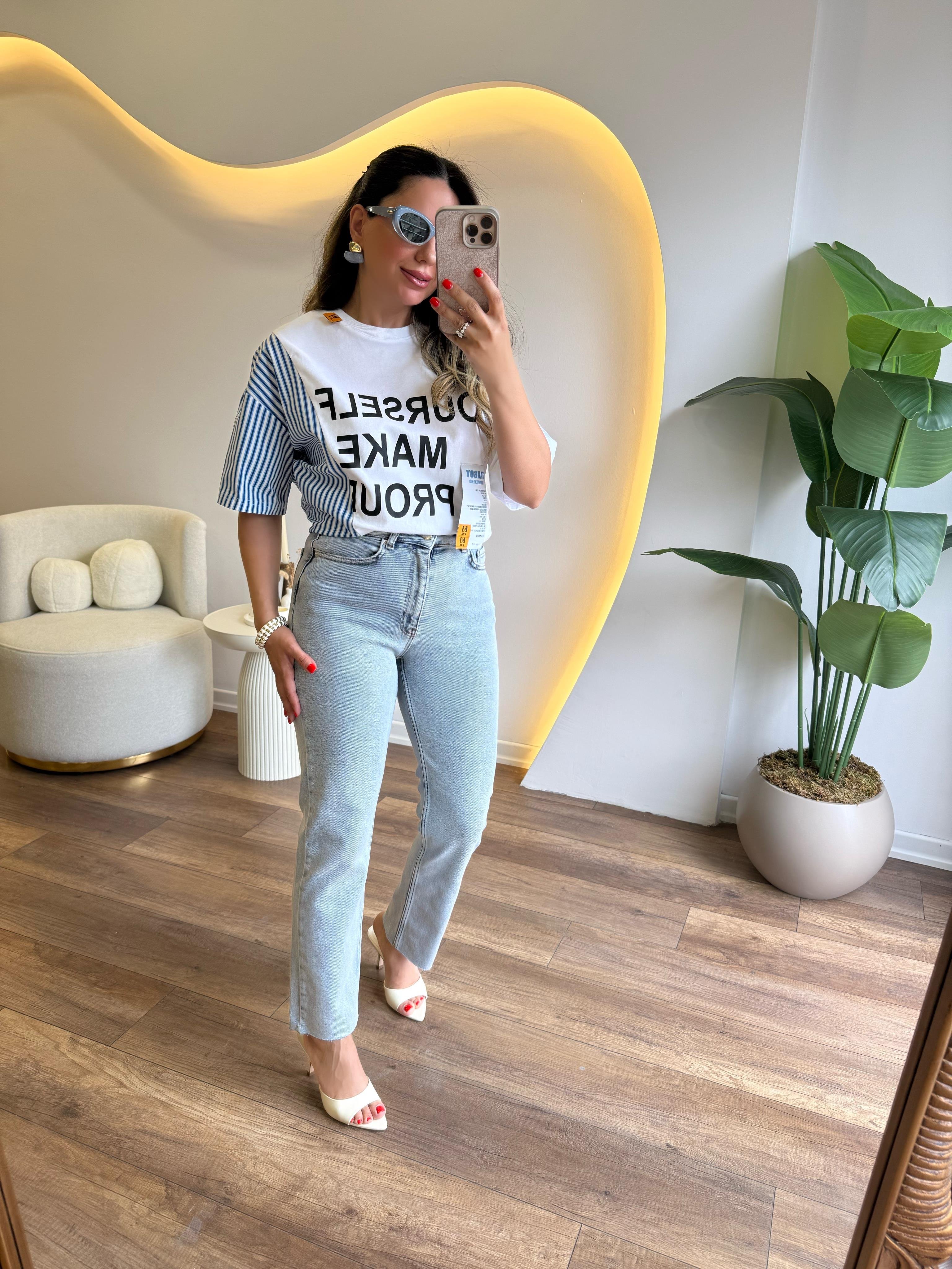 9532 Mom Fit Paça Kesik Jean