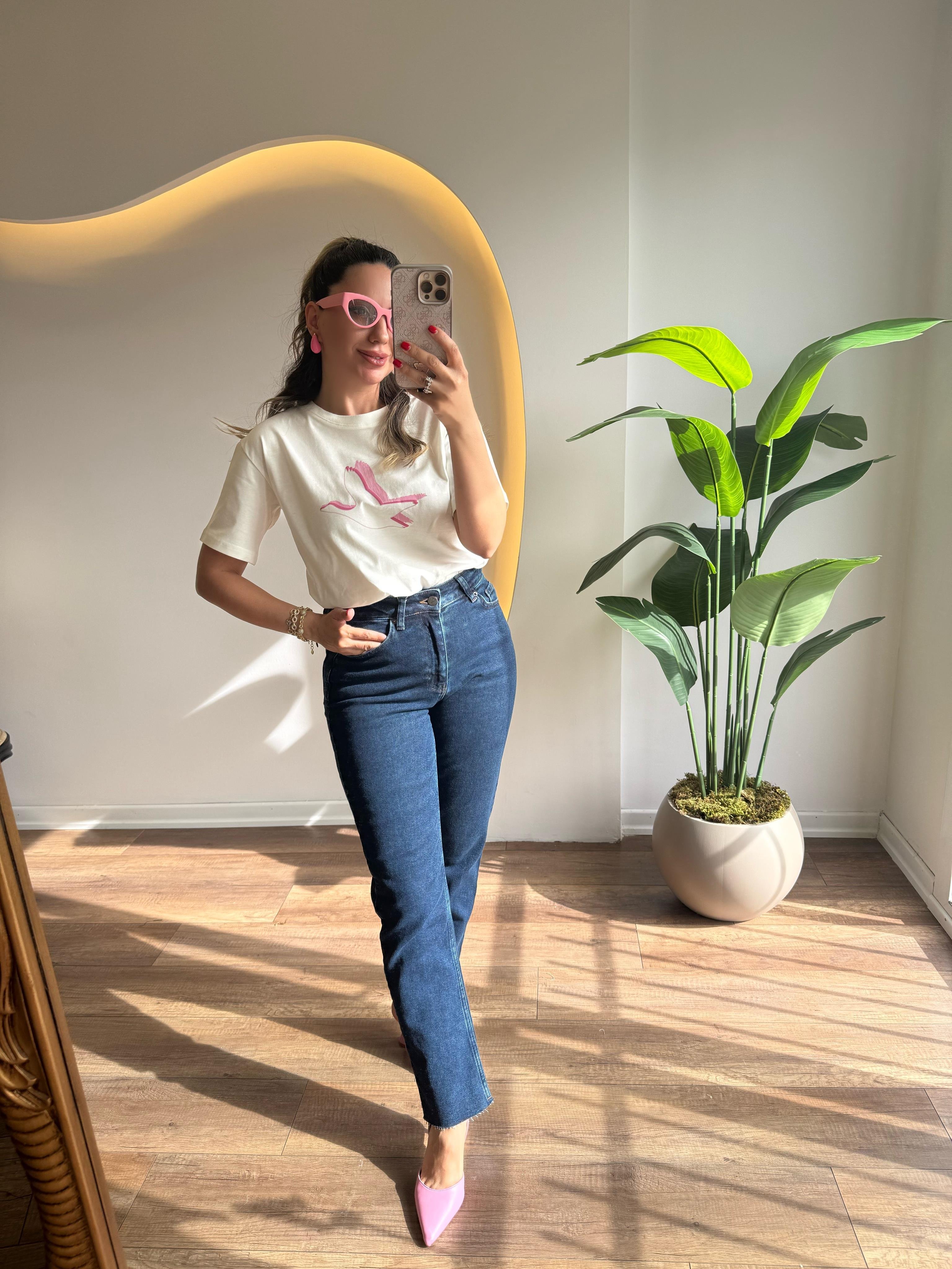 9532 Mom Fit Paça Kesik Jean