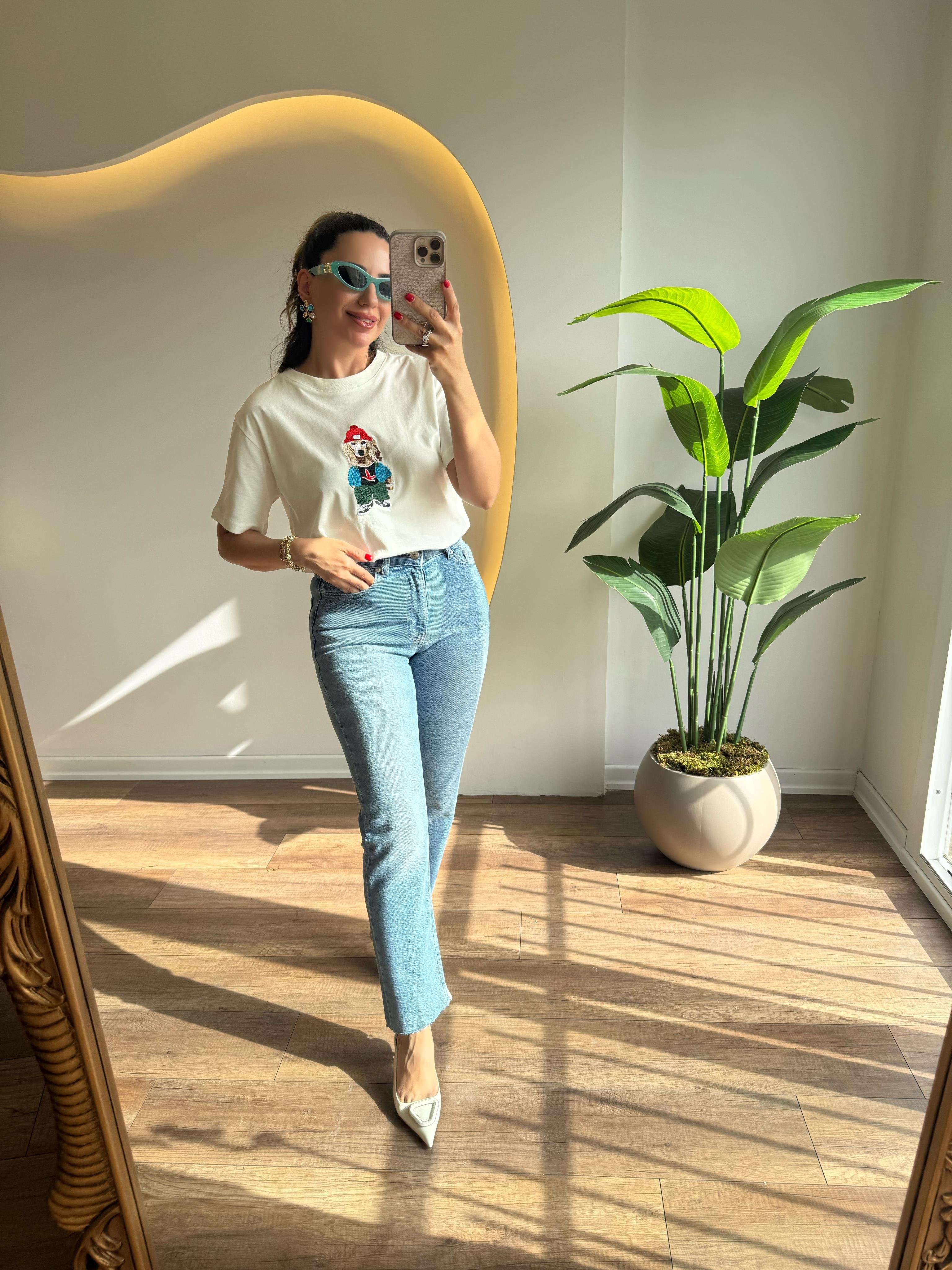9532 Mom Fit Paça Kesik Jean