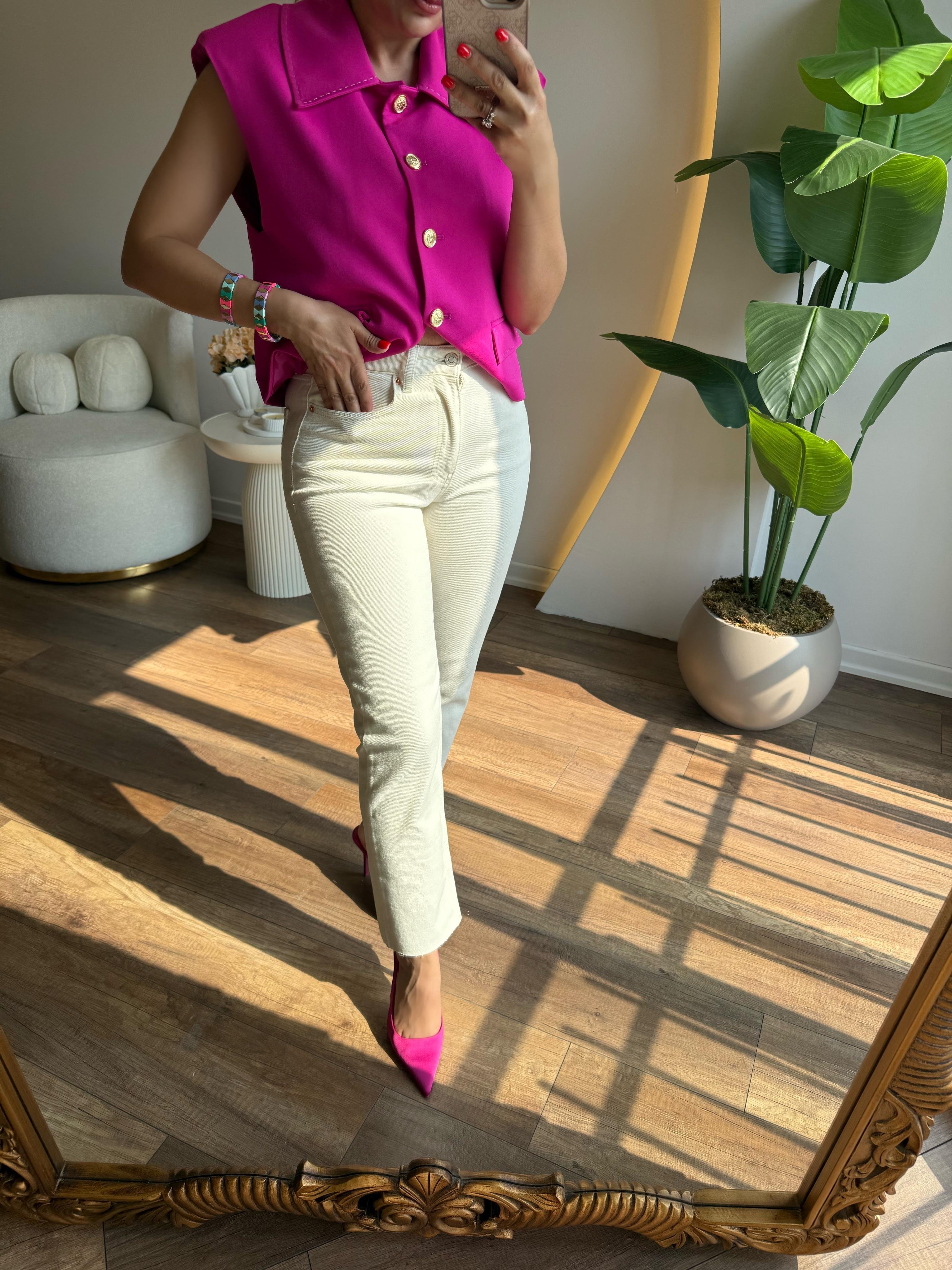 9532 Mom Fit Paça Kesik Jean