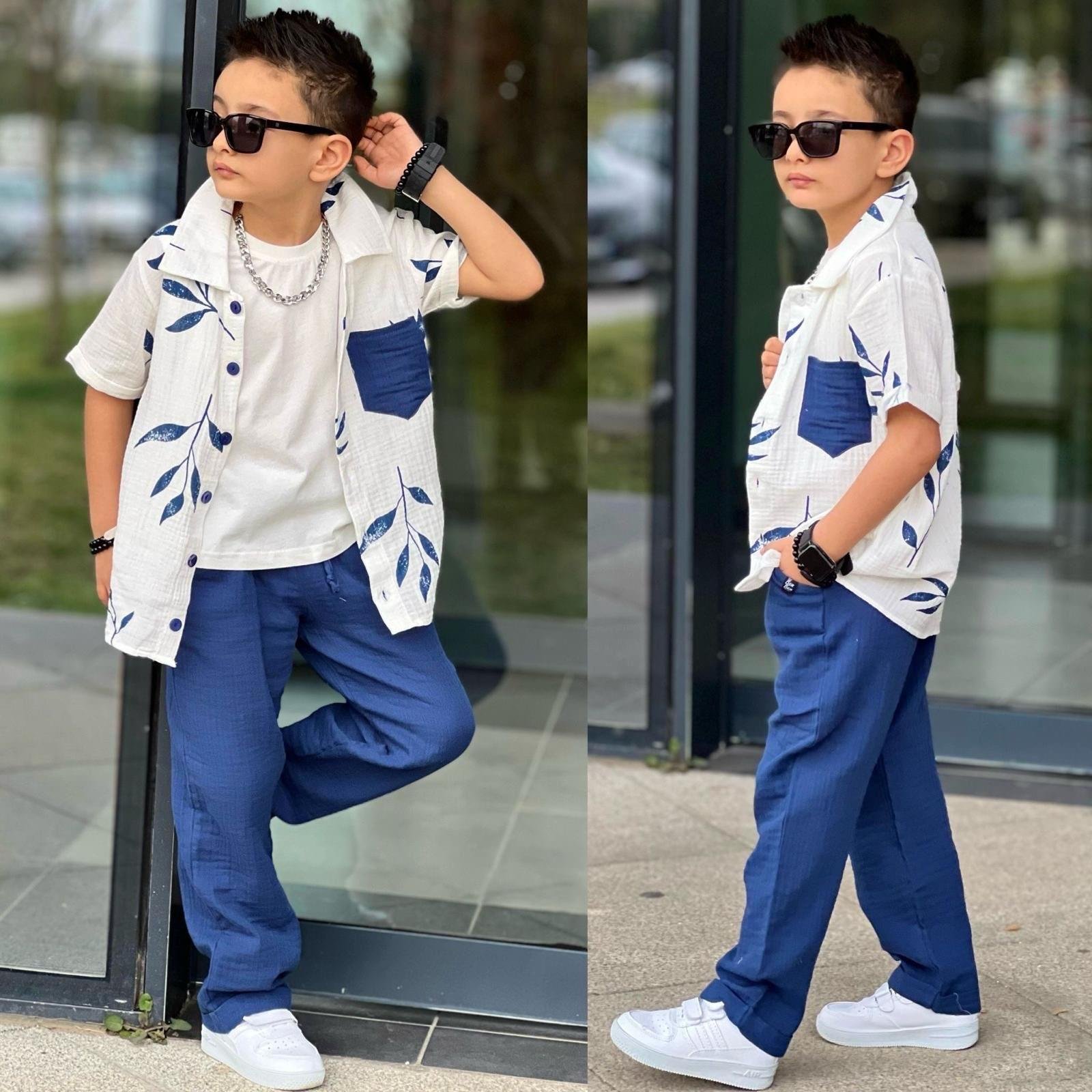 9568 Kids Müslin İndigo Takım 3-4/9-10 Yaş