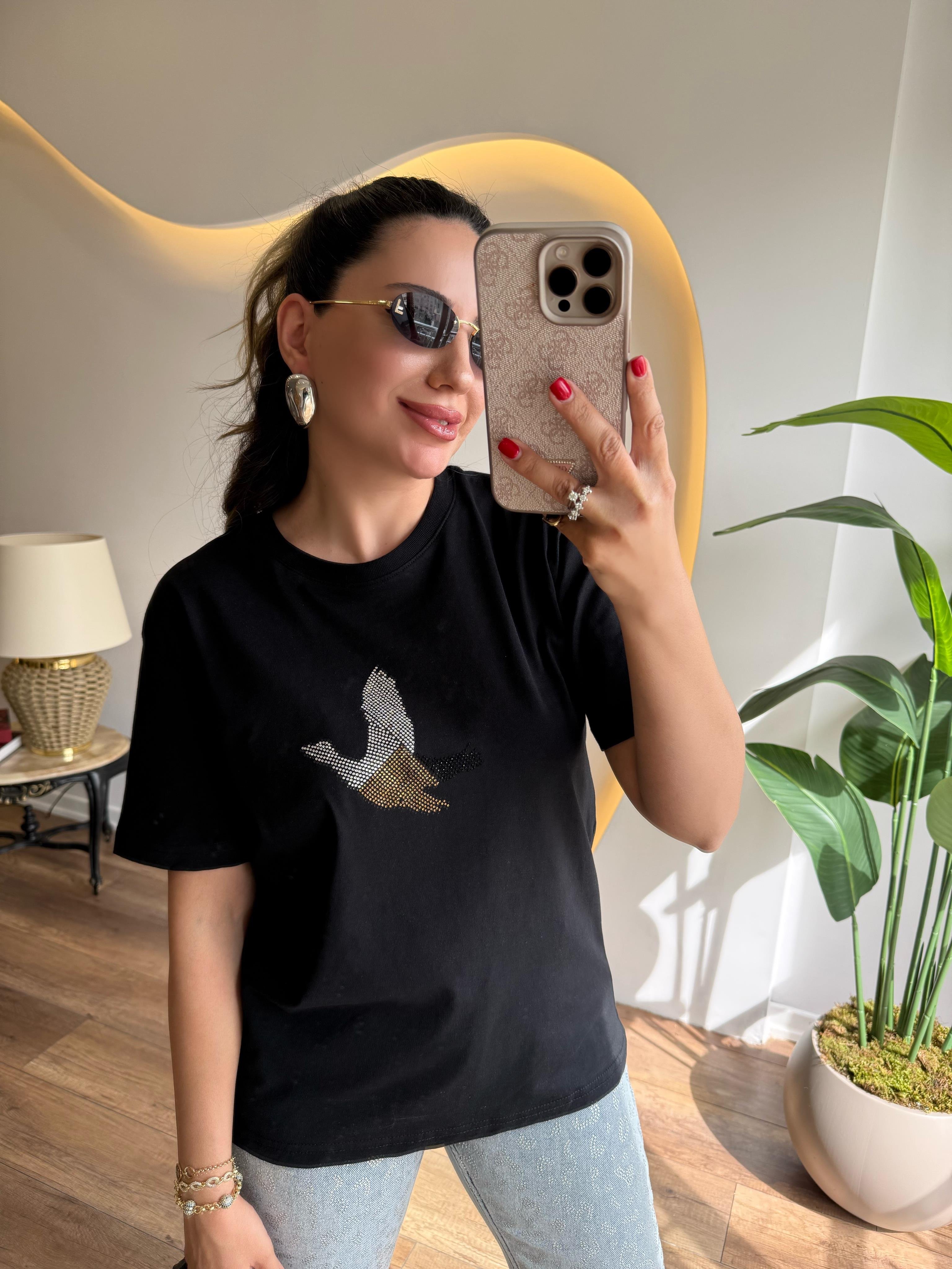 9586 3 Renkli Taşlı Tshirt