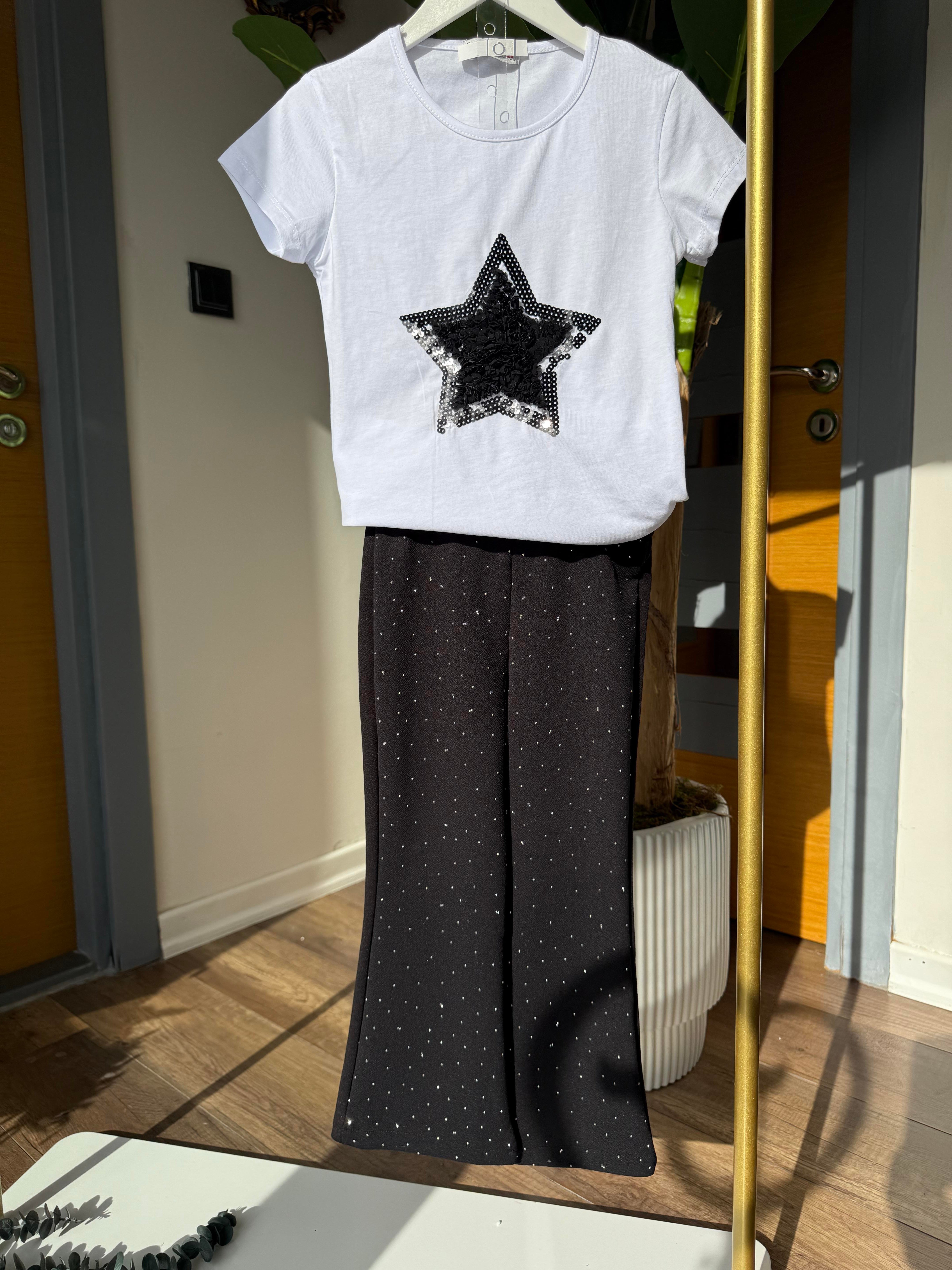 9604 Kids Önü Yıldız Kabartmalı Tshirt 7-12 Yaş